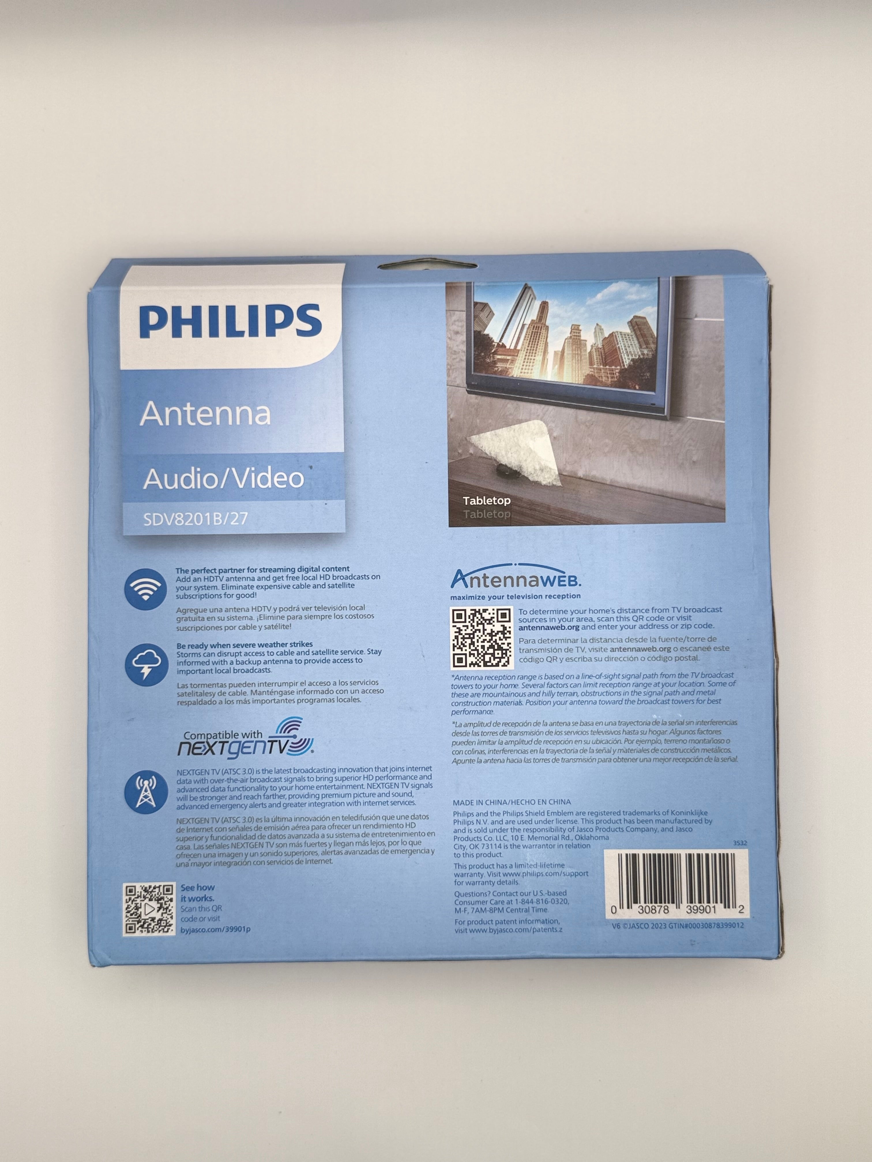 Philips Rabbit Ears Black Indoor TV Antenna, Dipoles