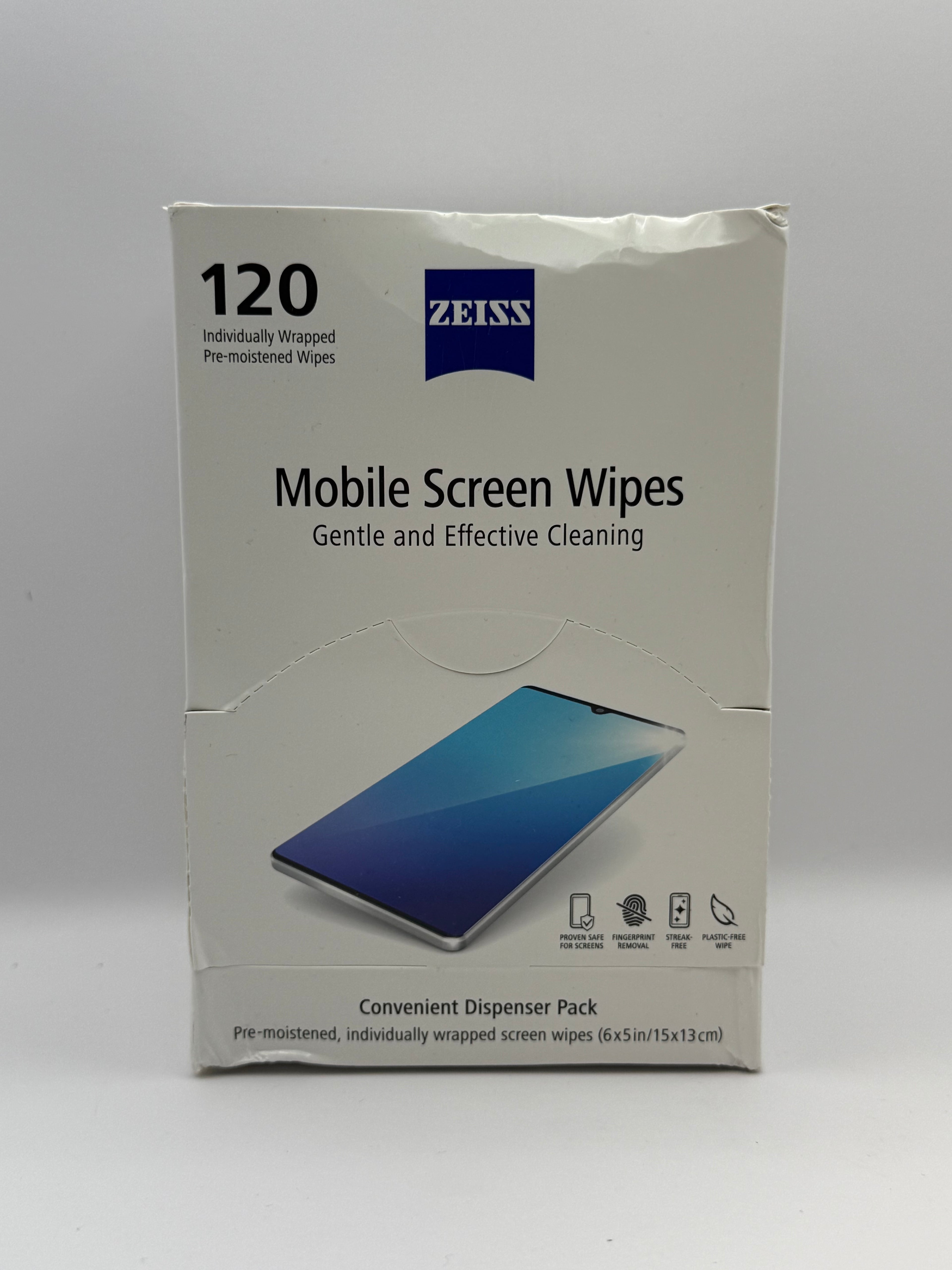 ZEISS Pre-Moistened Wipes, Screen Cleaner, 120 Count damage box ￼