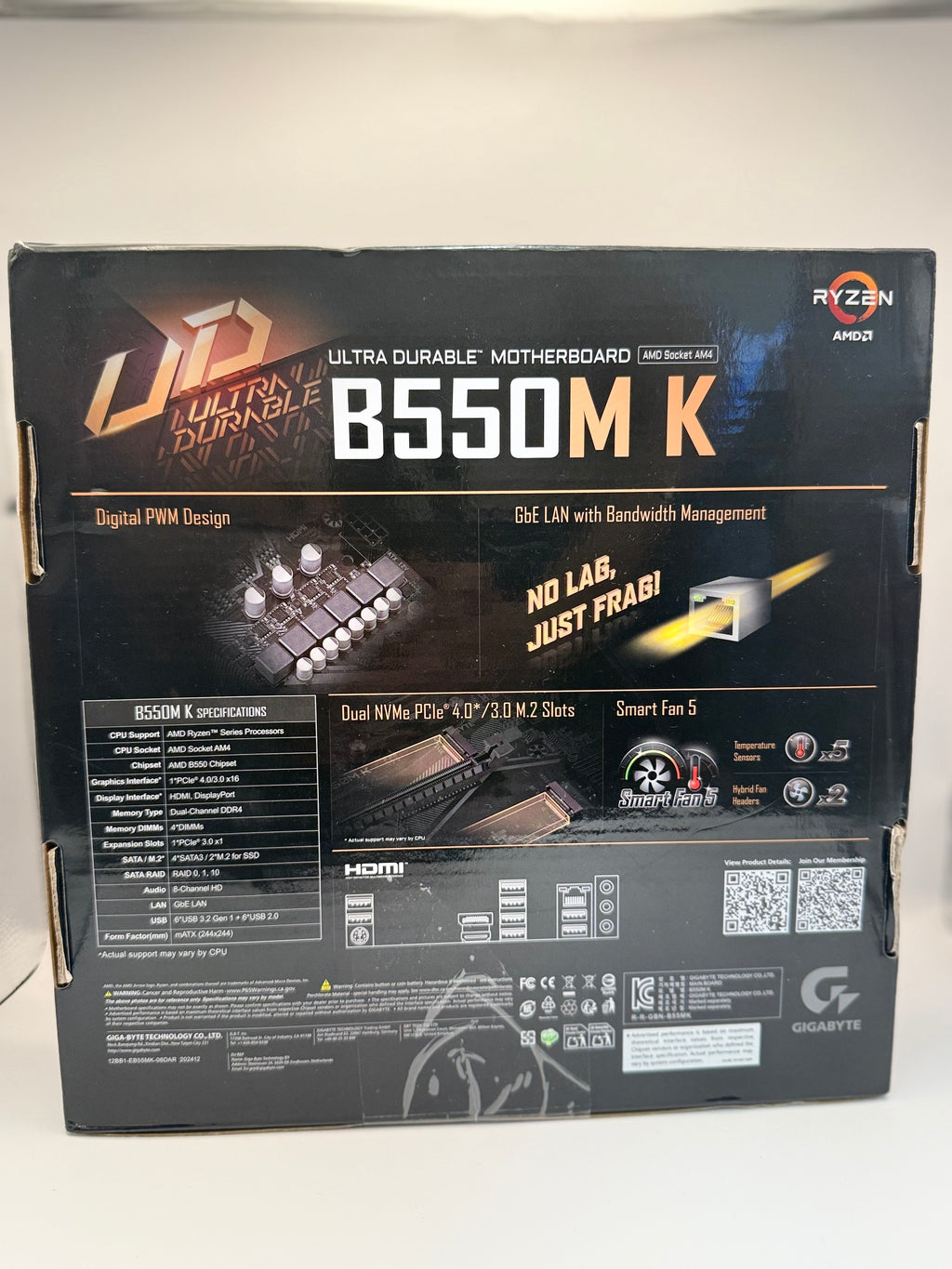 GIGABYTE B550M K Motherboard, Supports AMD AM4 Ryzen 5000