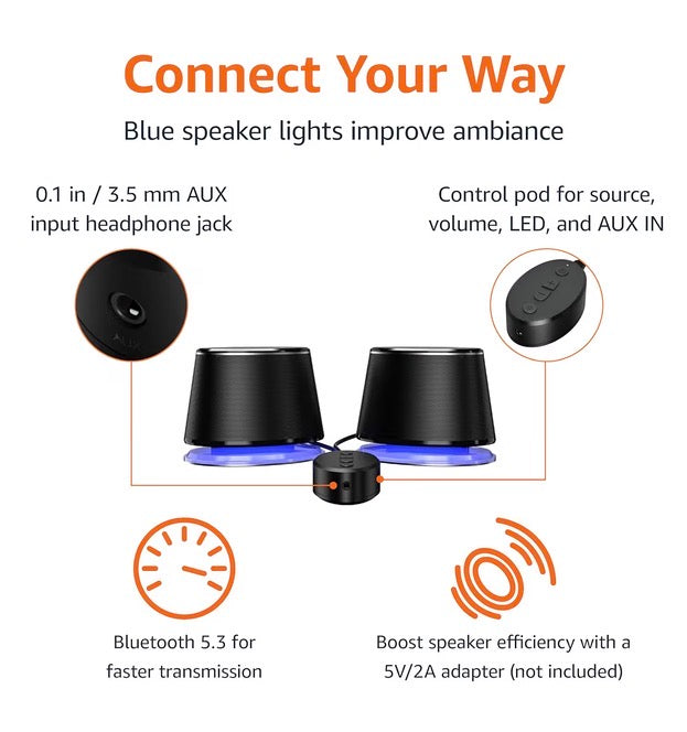 Amazon Basics Bluetooth and USB Computer Speakers no original box ￼