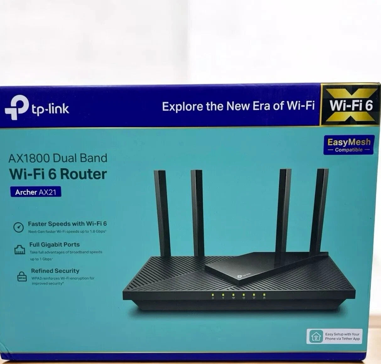 TP-Link AX1800 WiFi 6 Router V4 (Archer AX21) Dual Band