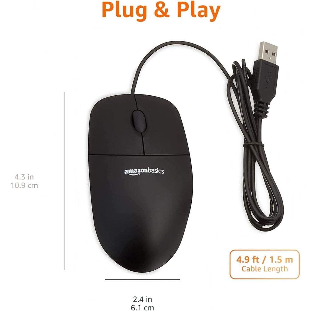 Amazon Basics 3-Button USB Wired Mouse