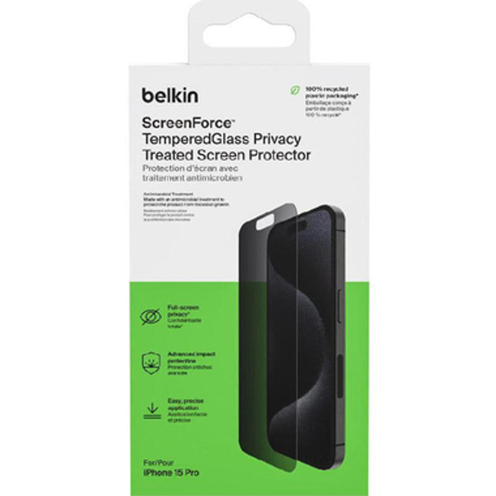 Belkin ScreenForce Privacy Tempered Glass Screen Protector for iPhone 15 Pro - product view 2