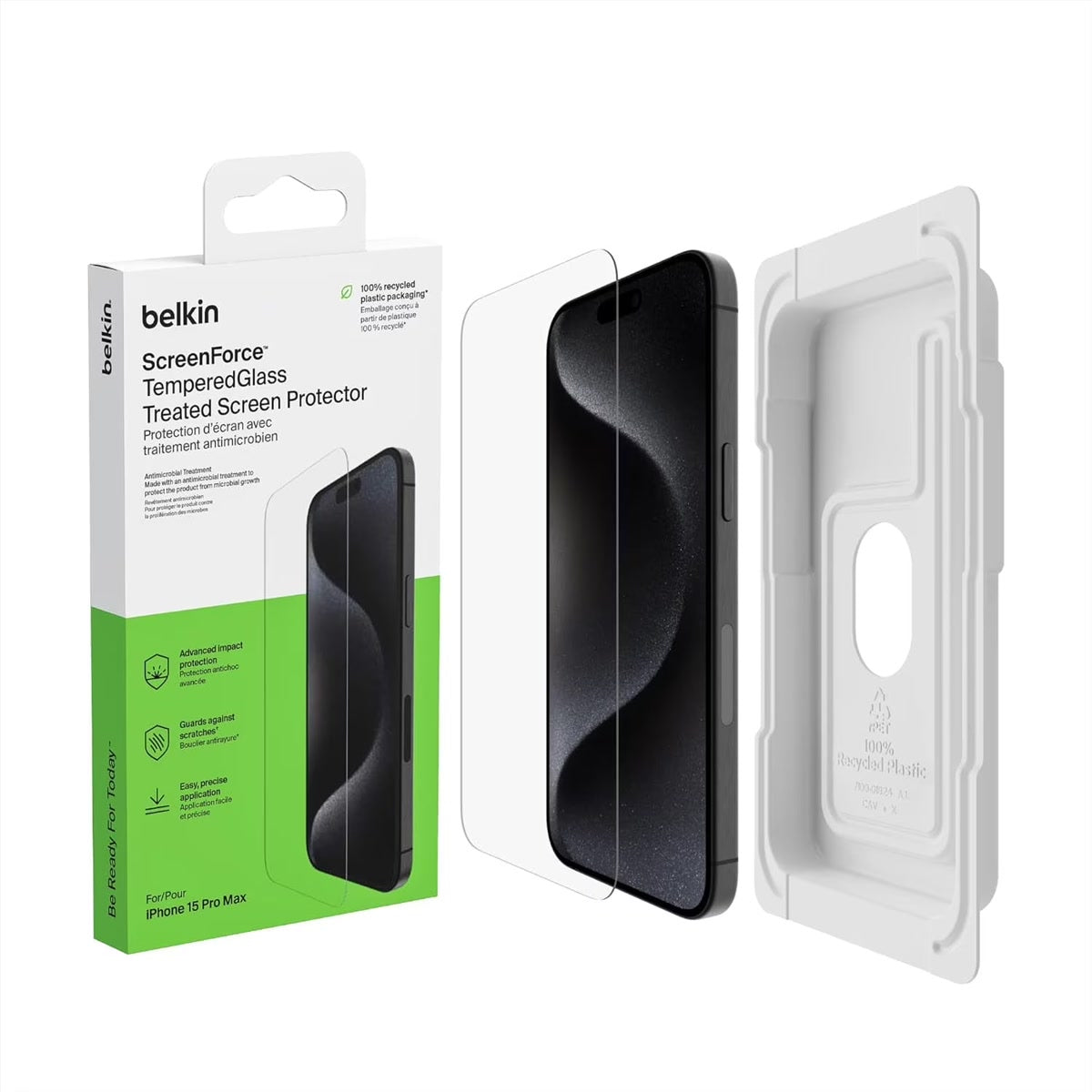 Belkin ScreenForce Privacy Tempered Glass Screen Protector for iPhone 15 Pro - product view 3