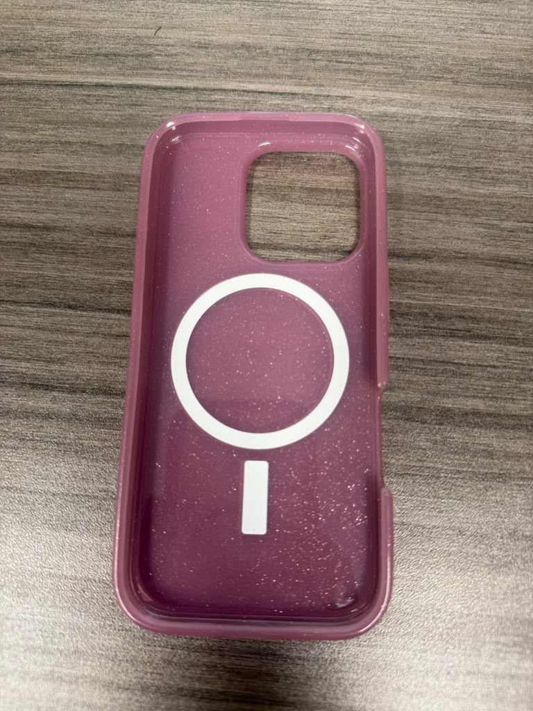 Pink glitter MagSafe-compatible phone case