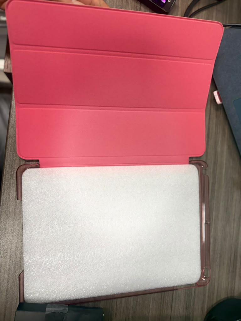 Pink tri-fold tablet case