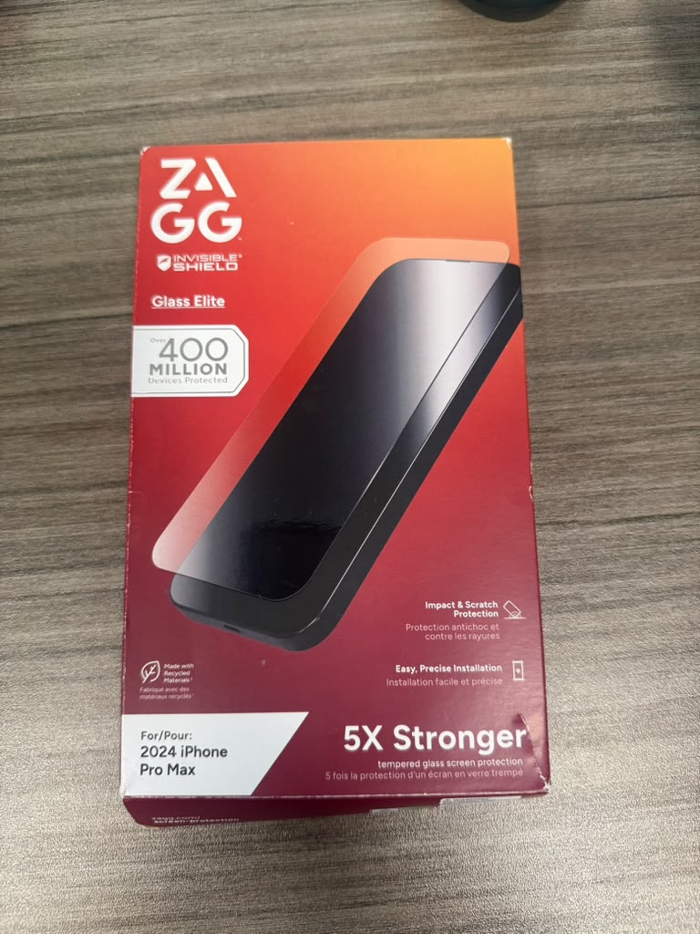 ZAGG InvisibleShield Glass Elite for 2024 iPhone Pro Max package