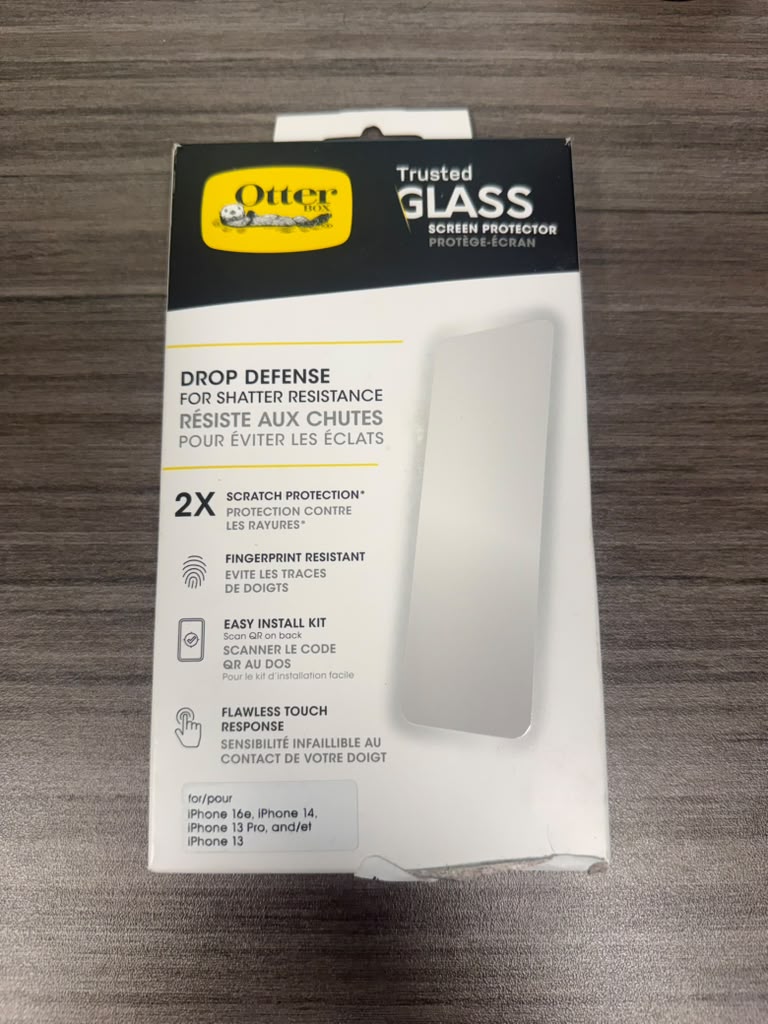 OtterBox Trusted Glass screen protector package for compatible iPhone models