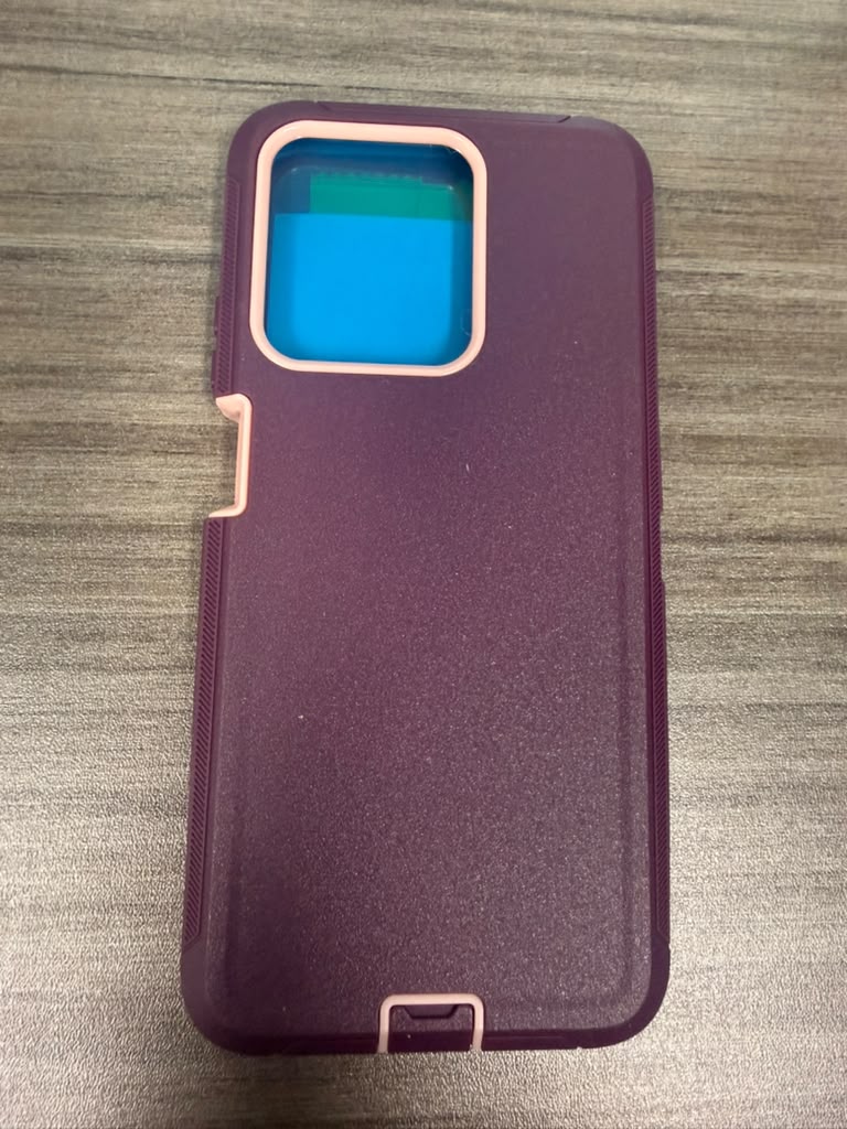 Purple rugged phone case with pink trim