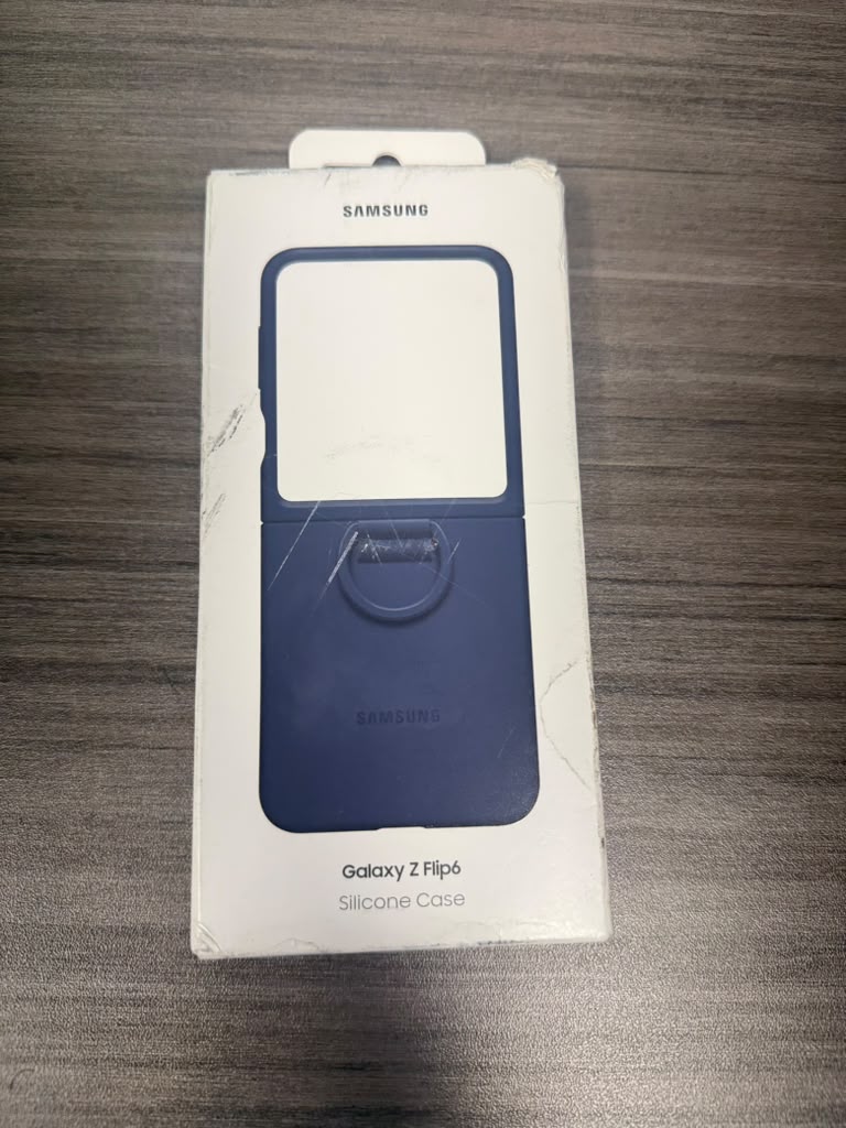 Samsung Galaxy Z Flip6 blue silicone case package