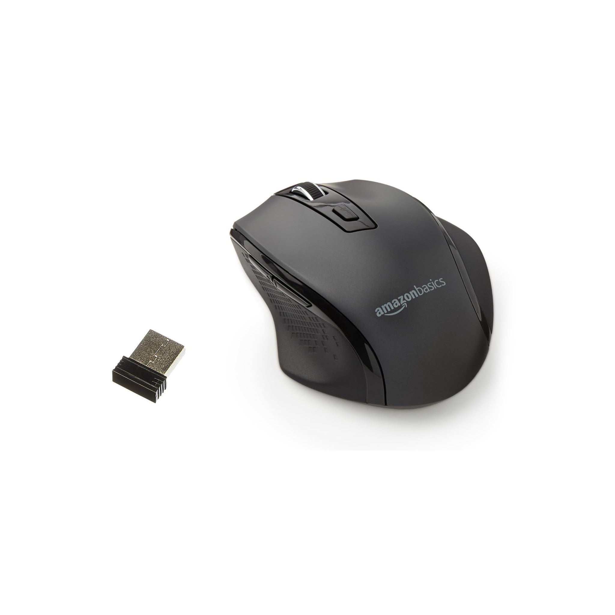 Amazon Basics Computer Mouse Wireless, Ergonomic, 2.4 GHz Optical, DPI Adjustable, Compatible With PC, Mac, Laptop, Black - alternate view 2