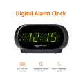 Amazon Basics Small Digital Oval Alarm Clock With LED Display, Nightlight & Battery Backup, Black, 4.5 x 3.5 x 2.4 Inches