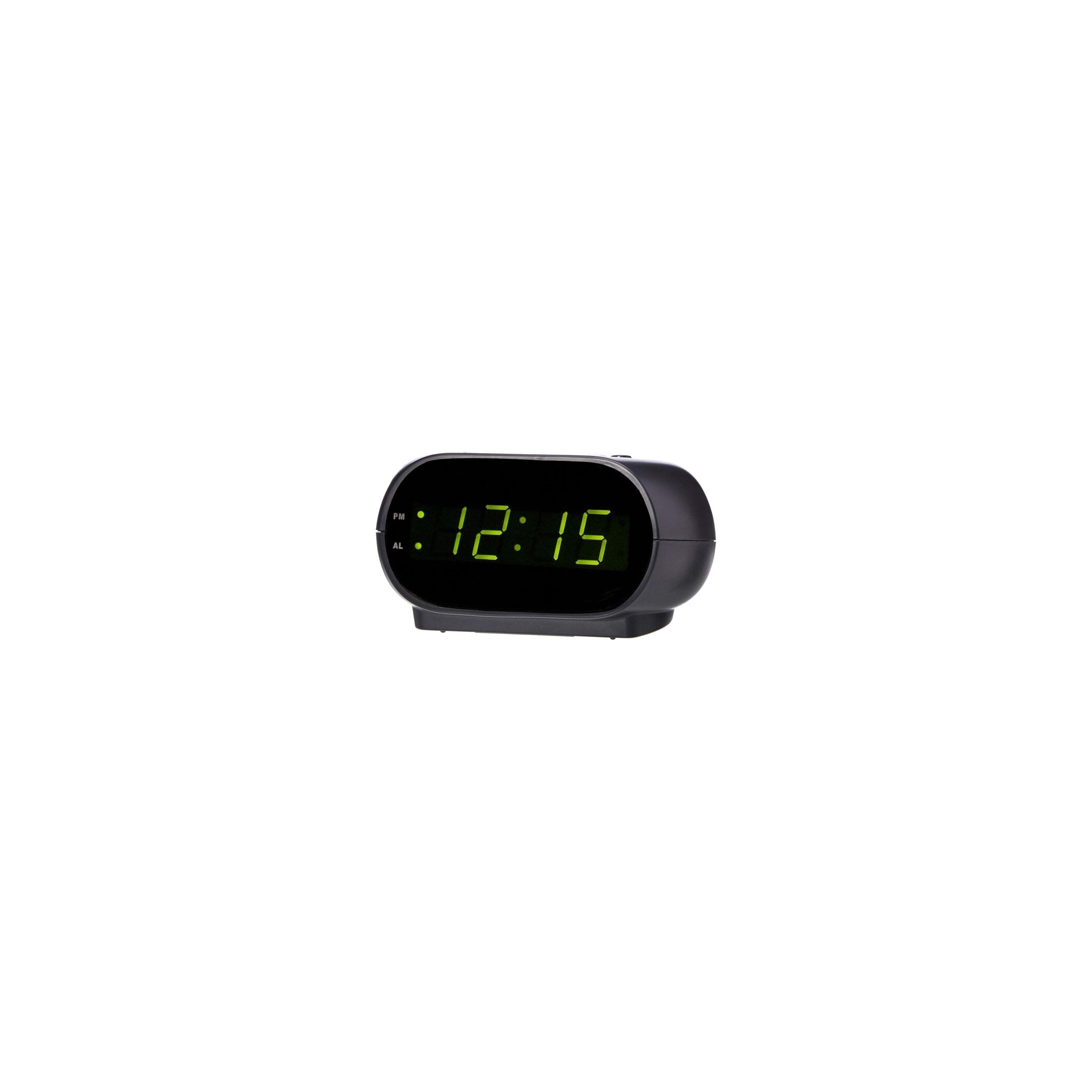Amazon Basics Small Digital Oval Alarm Clock With LED Display, Nightlight & Battery Backup, Black, 4.5 x 3.5 x 2.4 Inches - alternate view 2