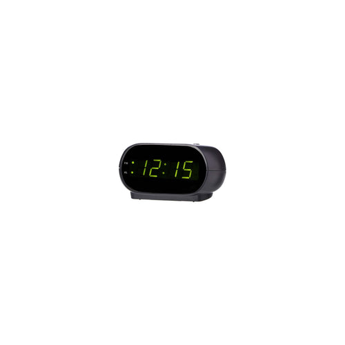 Amazon Basics Small Digital Oval Alarm Clock With LED Display, Nightlight & Battery Backup, Black, 4.5 x 3.5 x 2.4 Inches - alternate view 2