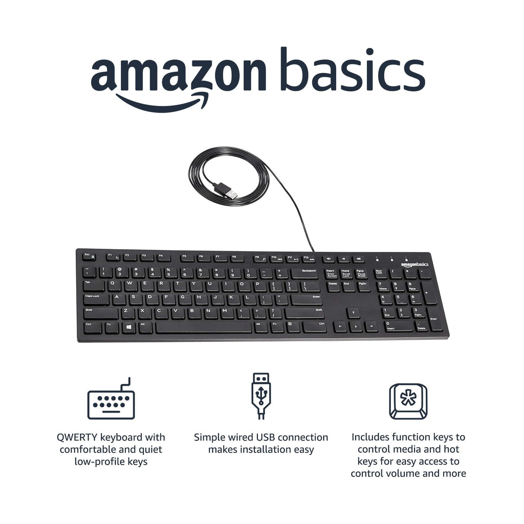 Amazon Basics full-size wired keyboard — image 1