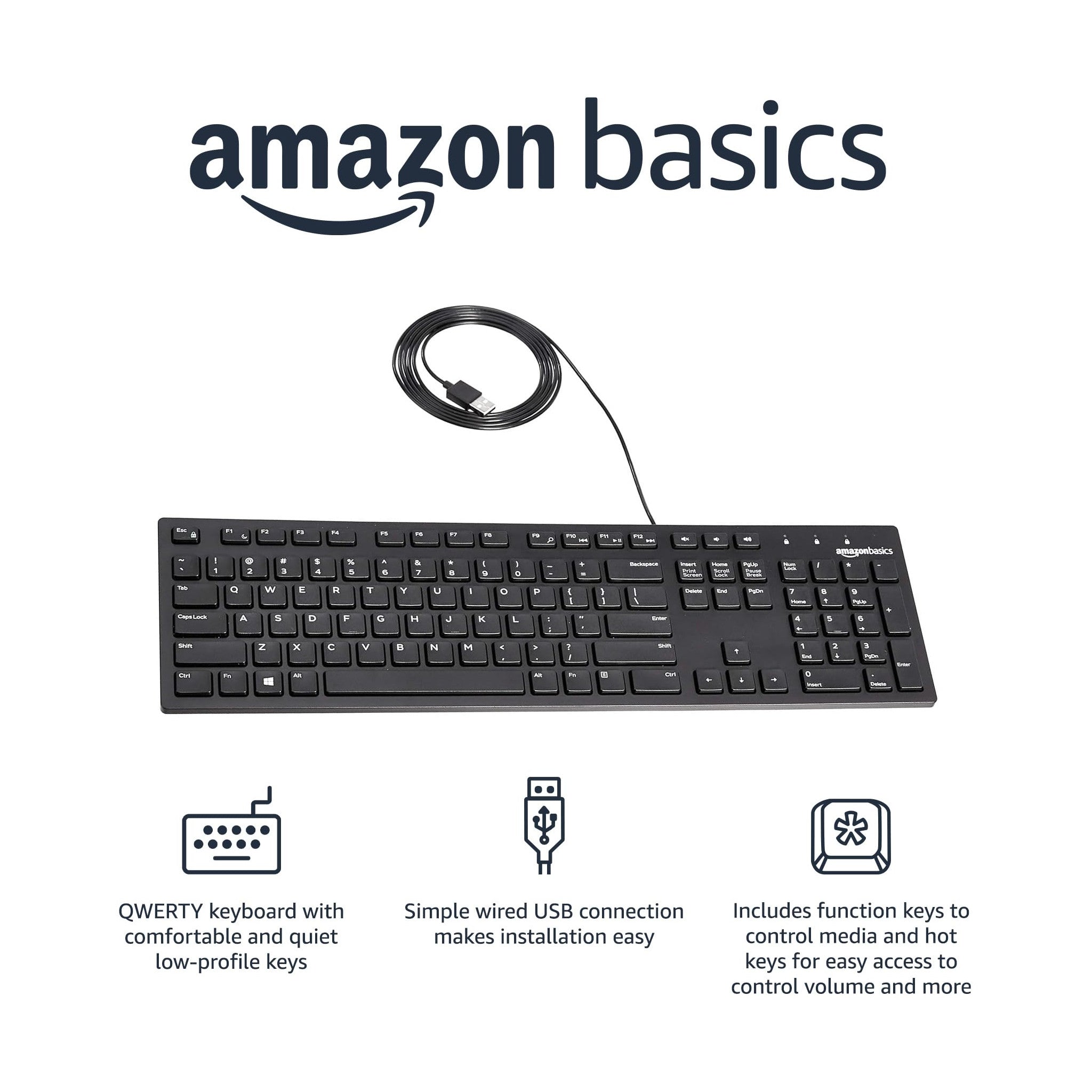Amazon Basics full-size wired keyboard — image 1