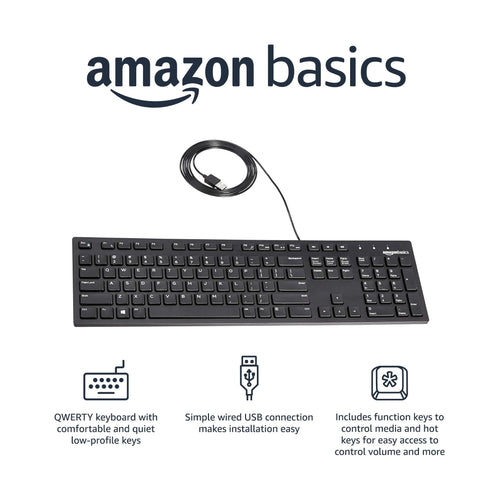 Amazon Basics full-size wired keyboard — image 1