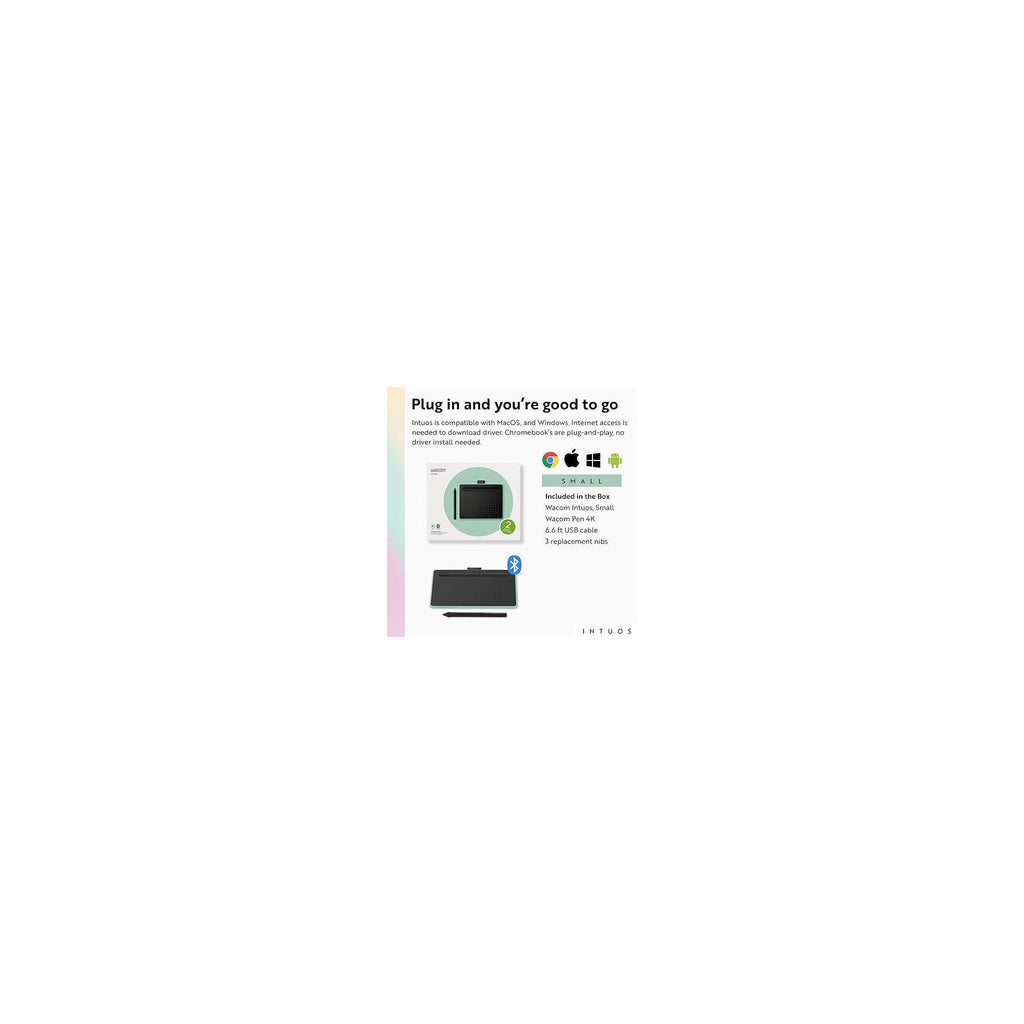 Wacom Intuos Small Bluetooth Graphics Drawing Tablet, 4 Customizable ExpressKeys, Portable for Teachers, Students and Creators, Compatibl...