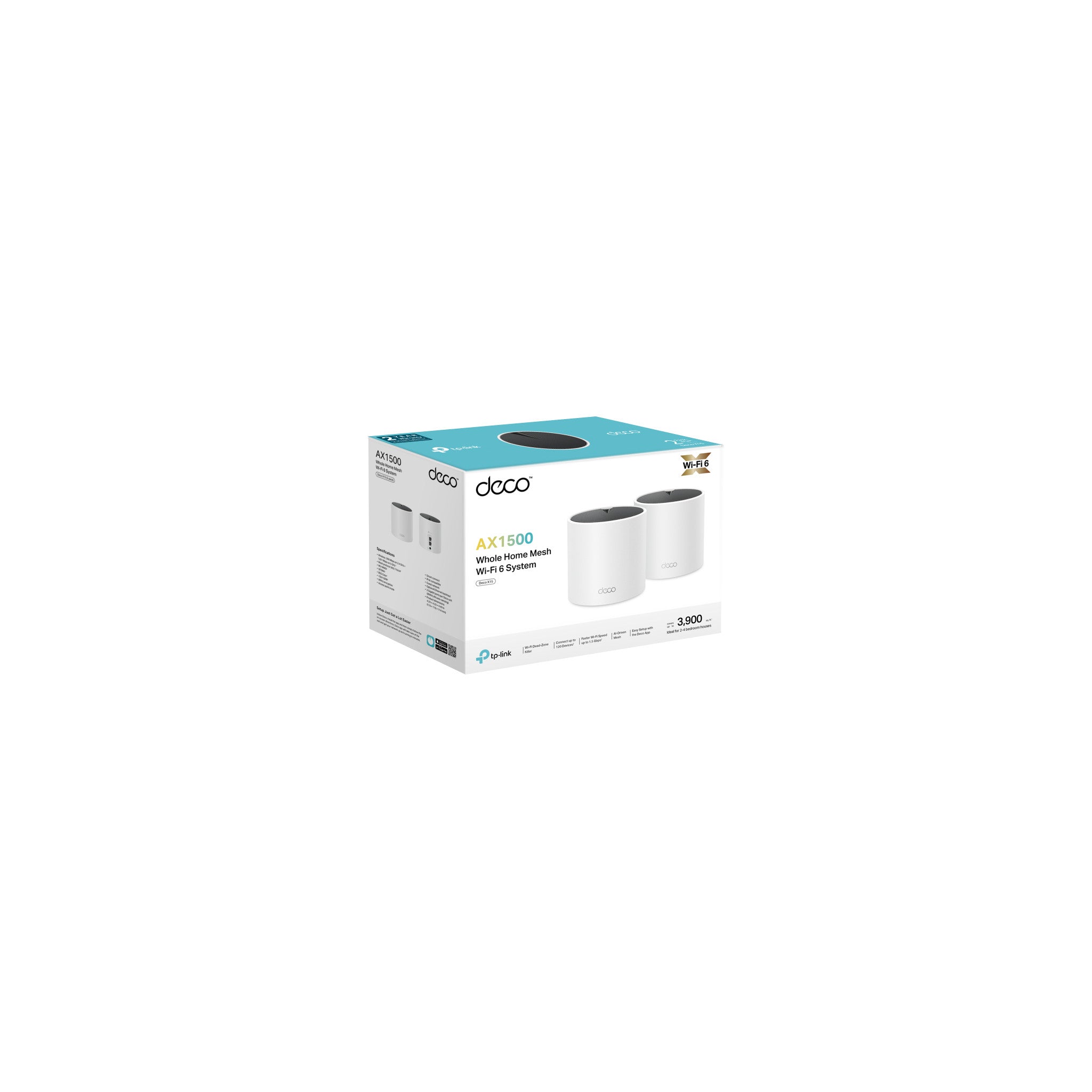 TP-Link Deco X15 Dual-Band AX1500 WiFi 6 Mesh Wi-Fi System | Replaces Routers and Extenders | Covers up to 2,100 sq.ft. | 2 Gigabit Ports per Unit, Supports Ethernet Backhaul (1-Pack) - image 3