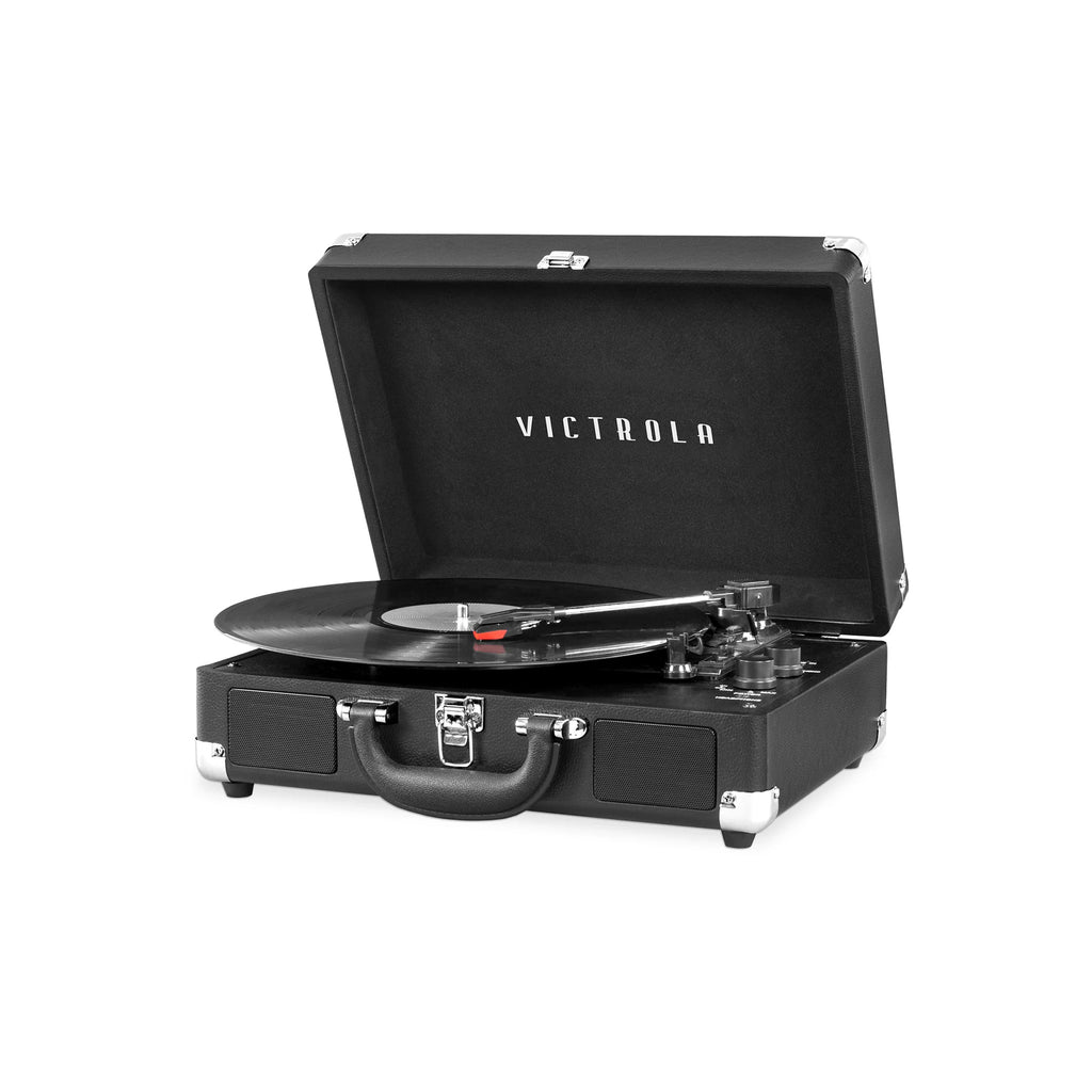 Victrola Journey Bluetooth Portable Suitcase Record Player – with Built-in Speakers, 3 Speed Vinyl Record Player, RCA Out, Headphone Jack (Black) - image 1
