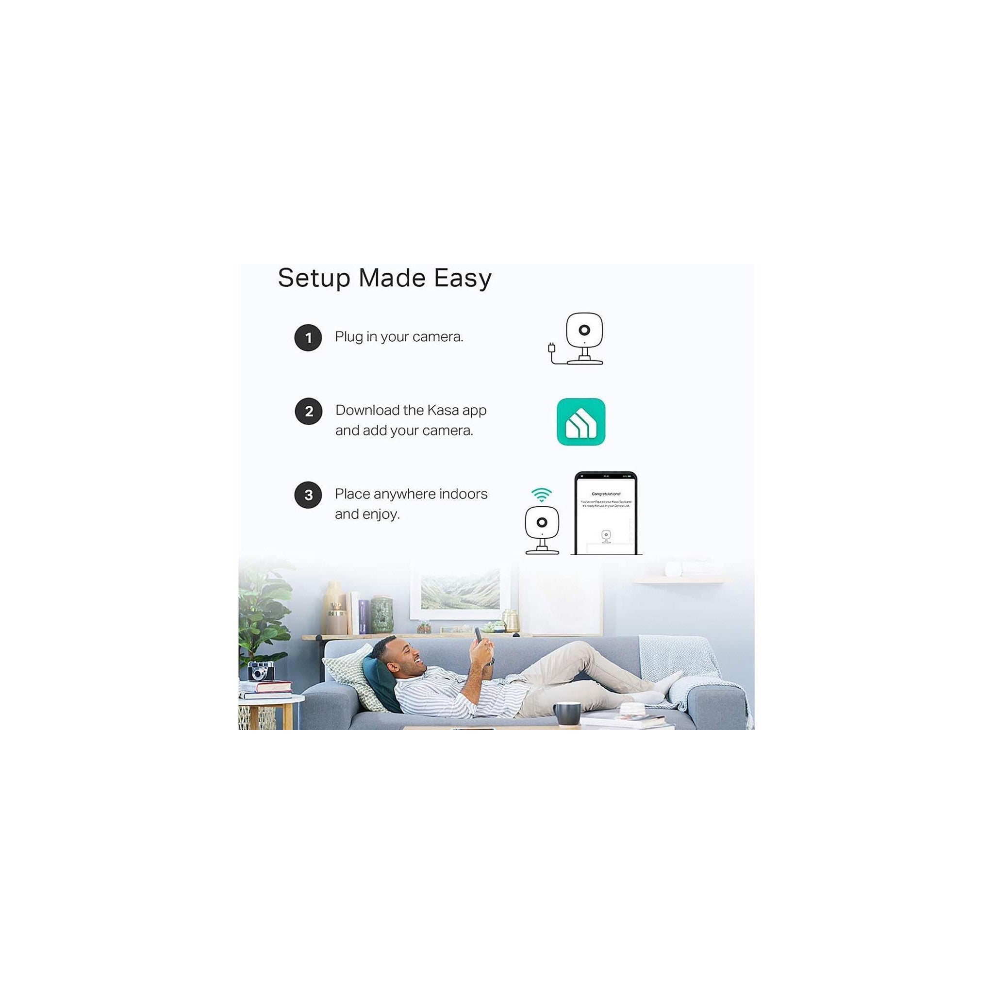 Kasa Smart Security Camera for Baby monitor, 1080p HD Indoor-Camera for Home Security with Motion Detection, Two-Way Audio, Night Vision, Cloud & SD Card Storage, Works with Alexa & Google Home (EC60) - image 1