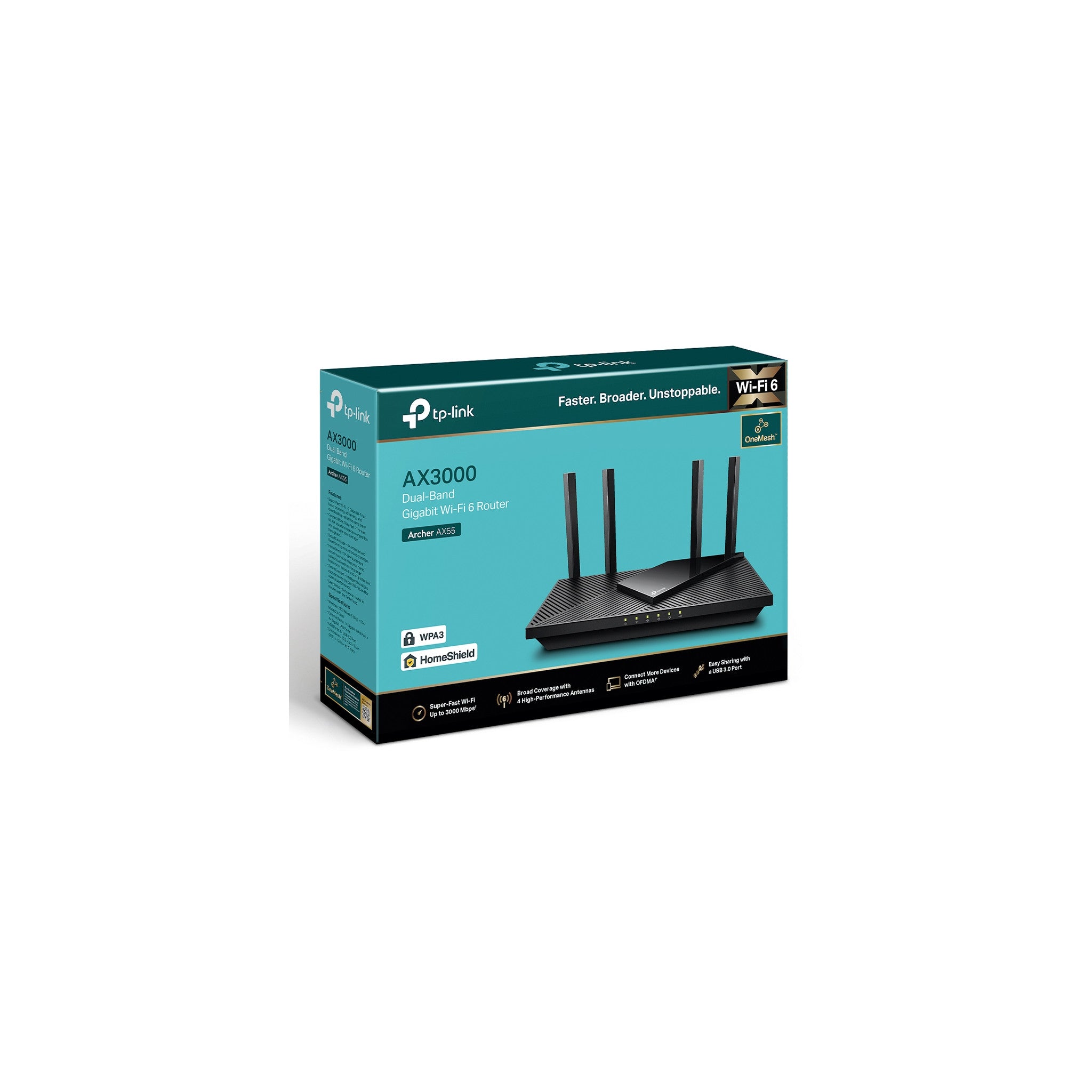 TP-Link Dual-Band AX3000 Wi-Fi 6 Router Archer AX55 | Wireless Gigabit Internet Router for Home | EasyMesh Compatible | VPN Clients & Server | HomeShield, OFDMA, MU-MIMO | USB 3.0 | Secure by Design - image 1