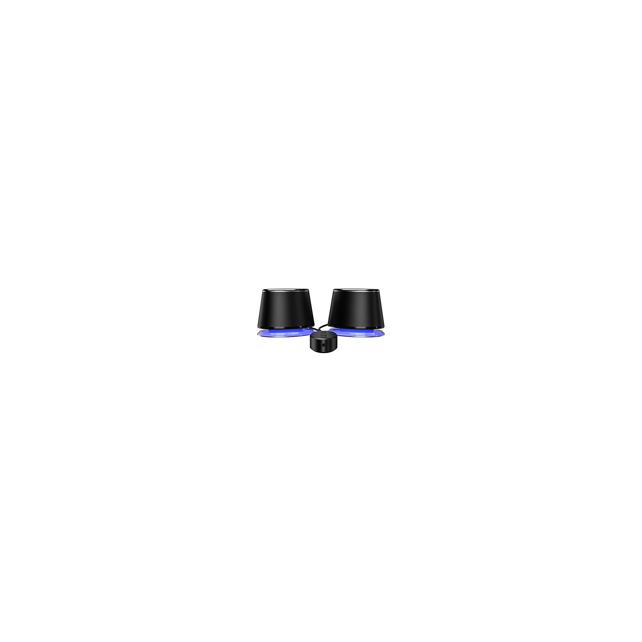 Amazon Basics Bluetooth and USB Computer Speakers with Blue Lighting, Large, Black - image 2