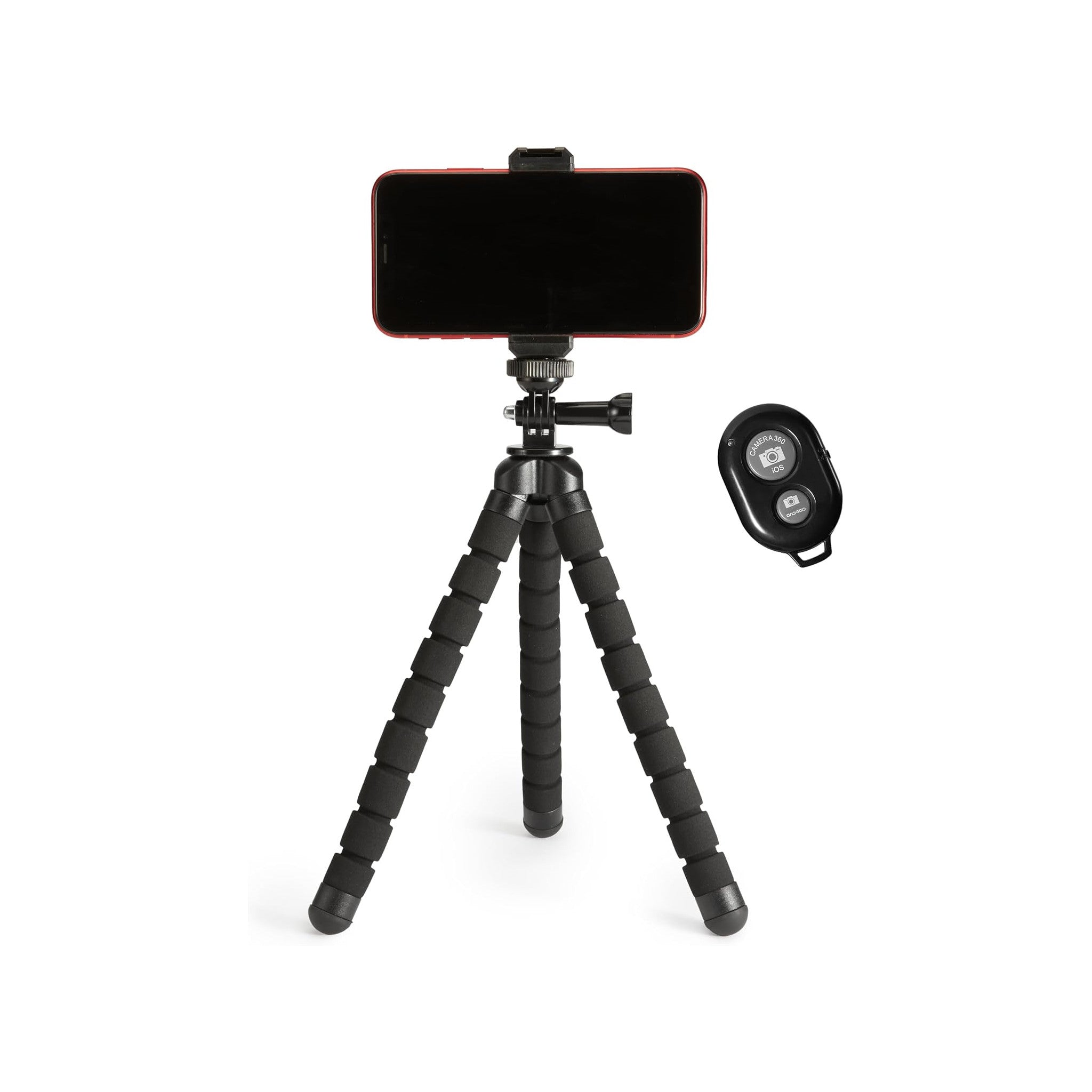 Amazon Basics Portable and Flexible Tripod with Wireless Remote and Smartphone Clamp, 10-inch long, Black - image 1