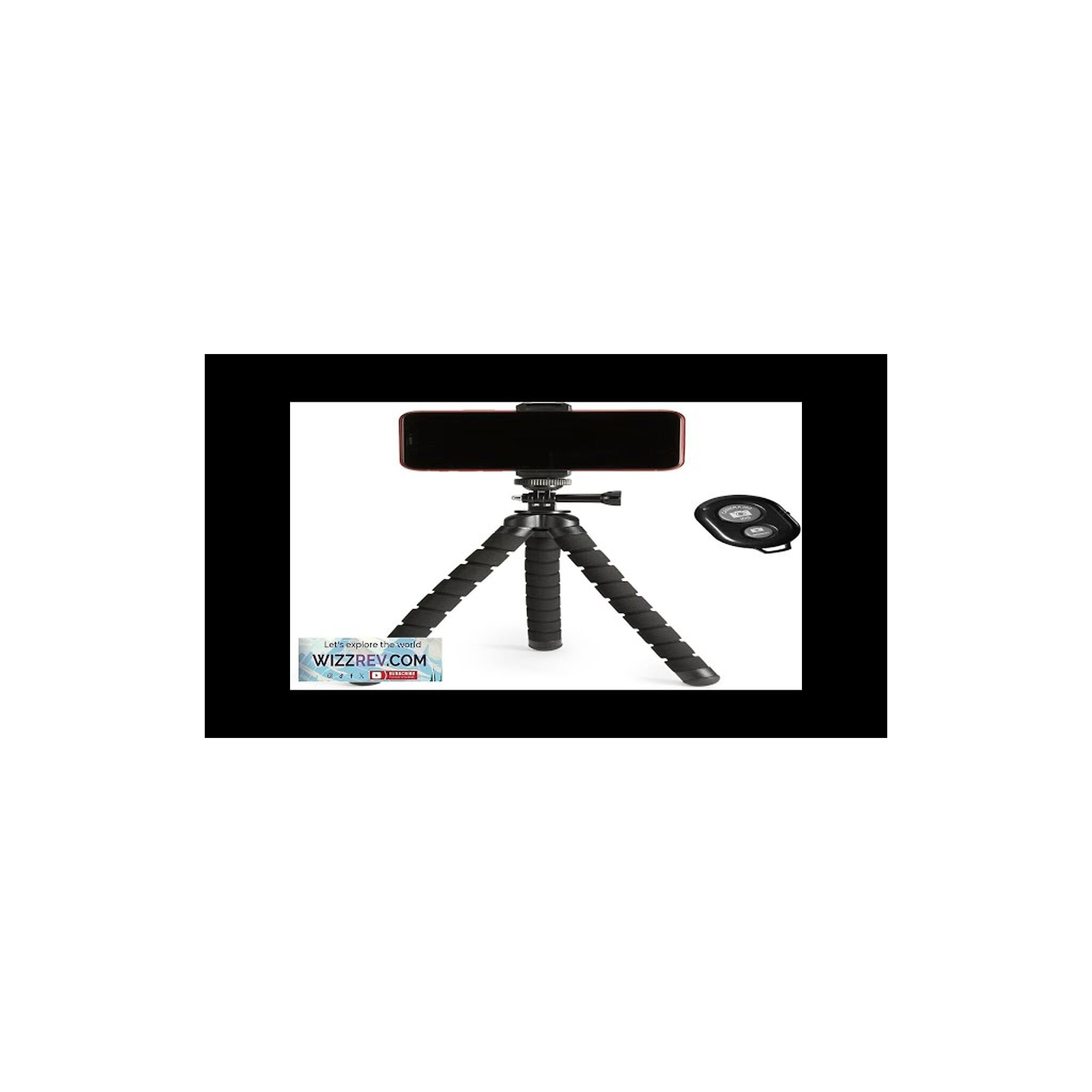Amazon Basics Portable and Flexible Tripod with Wireless Remote and Smartphone Clamp, 10-inch long, Black - image 2