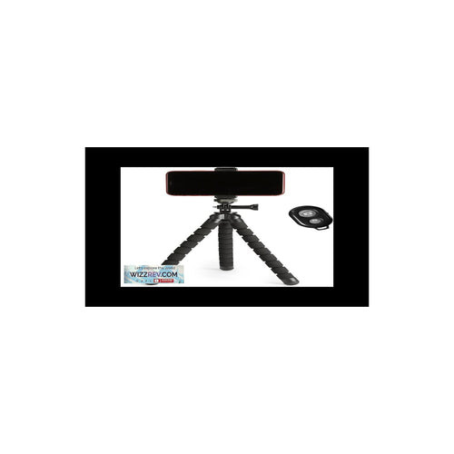 Amazon Basics Portable and Flexible Tripod with Wireless Remote and Smartphone Clamp, 10-inch long, Black - image 2