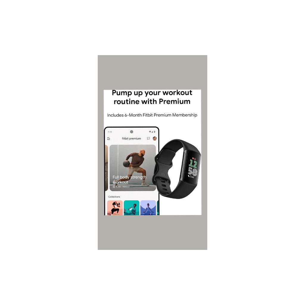 Fitbit Charge 6 Fitness Tracker with Google apps, Heart Rate on Exercise Equipment, 6-Months Premium Membership Included, GPS, Health Tools and More, Obsidian/Black, One Size (S & L Bands Included) - image 3