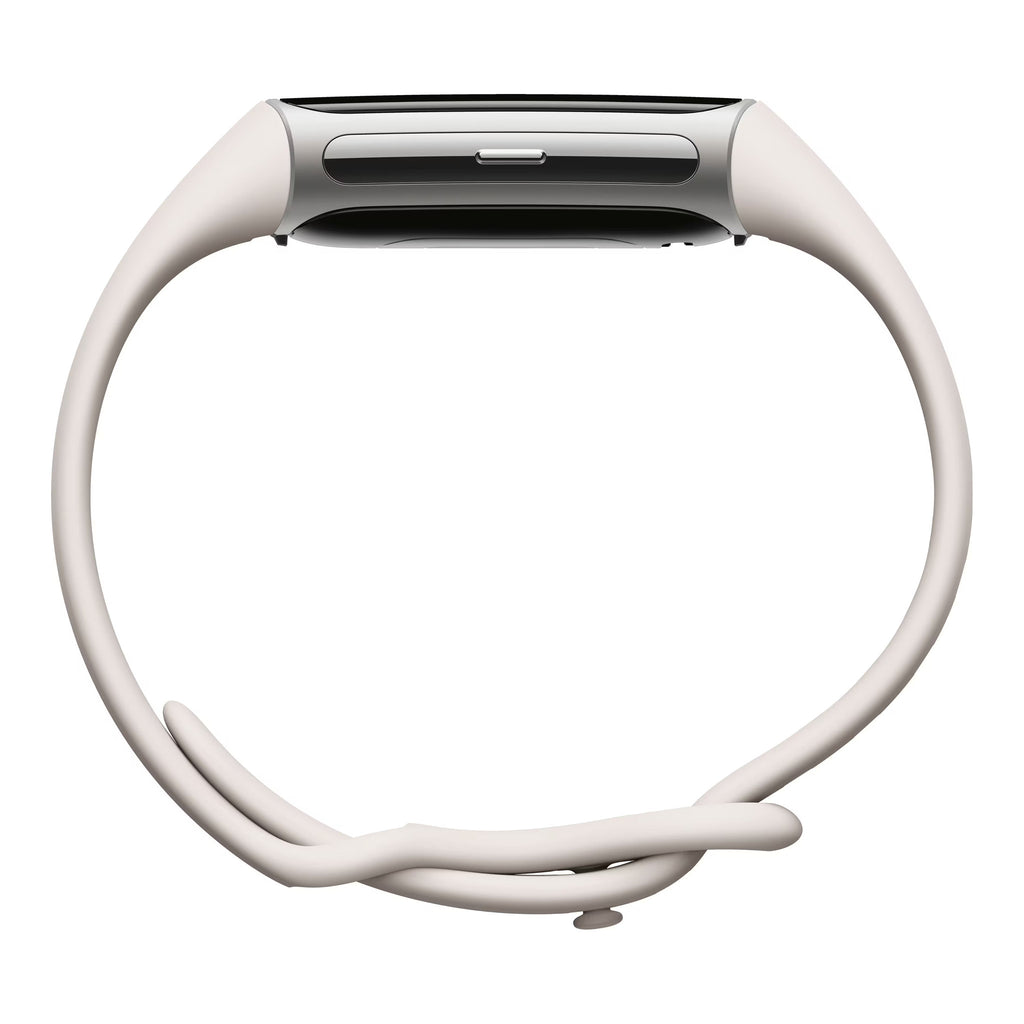 Fitbit Charge 6 Fitness Tracker with Google apps, Heart Rate on Exercise Equipment, 6-Months Premium Membership Included, GPS, Health Tools and More, Porcelain/Silver, One Size (S & L Bands Included) - image 1