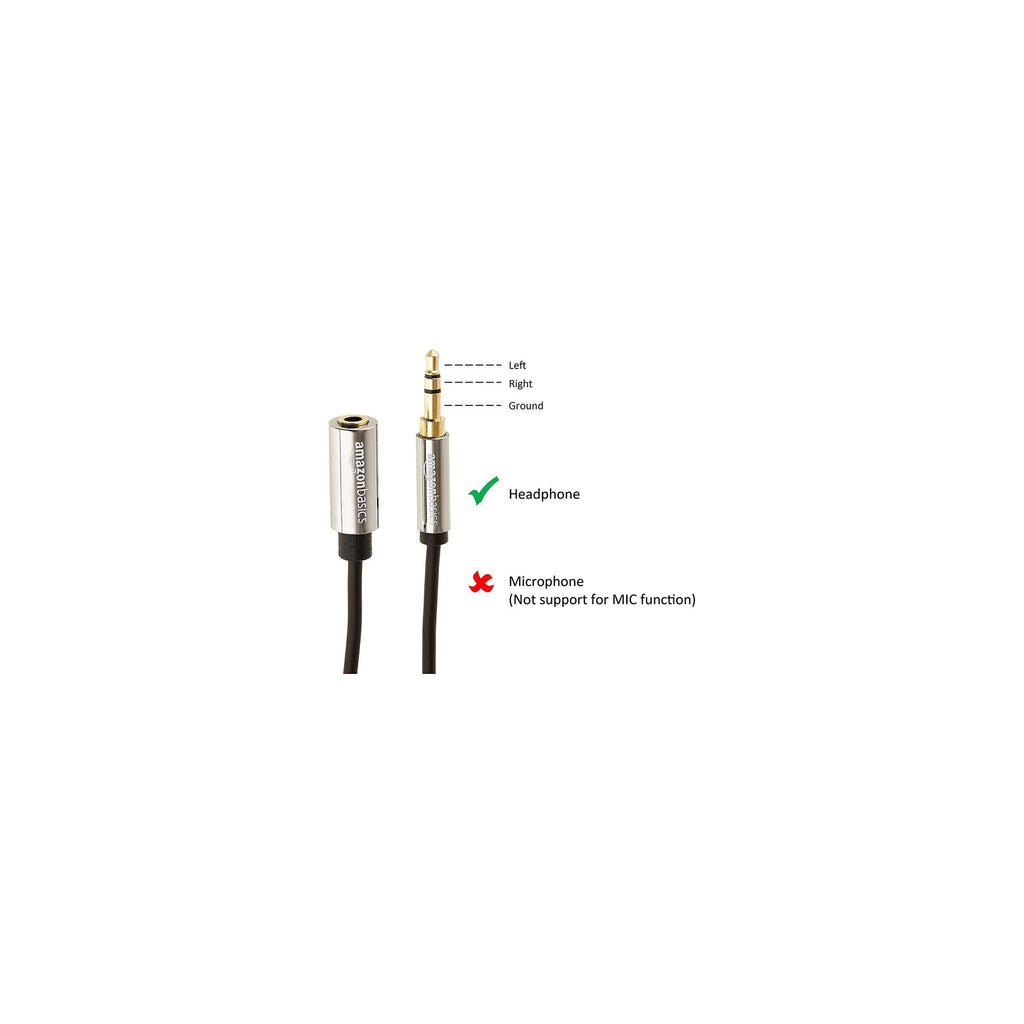 Amazon Basics 3.5mm Aux Jack Audio Extension Cable, Male to Female, Adapter for Headphone or Smartphone, 6 Foot, Black - image 2