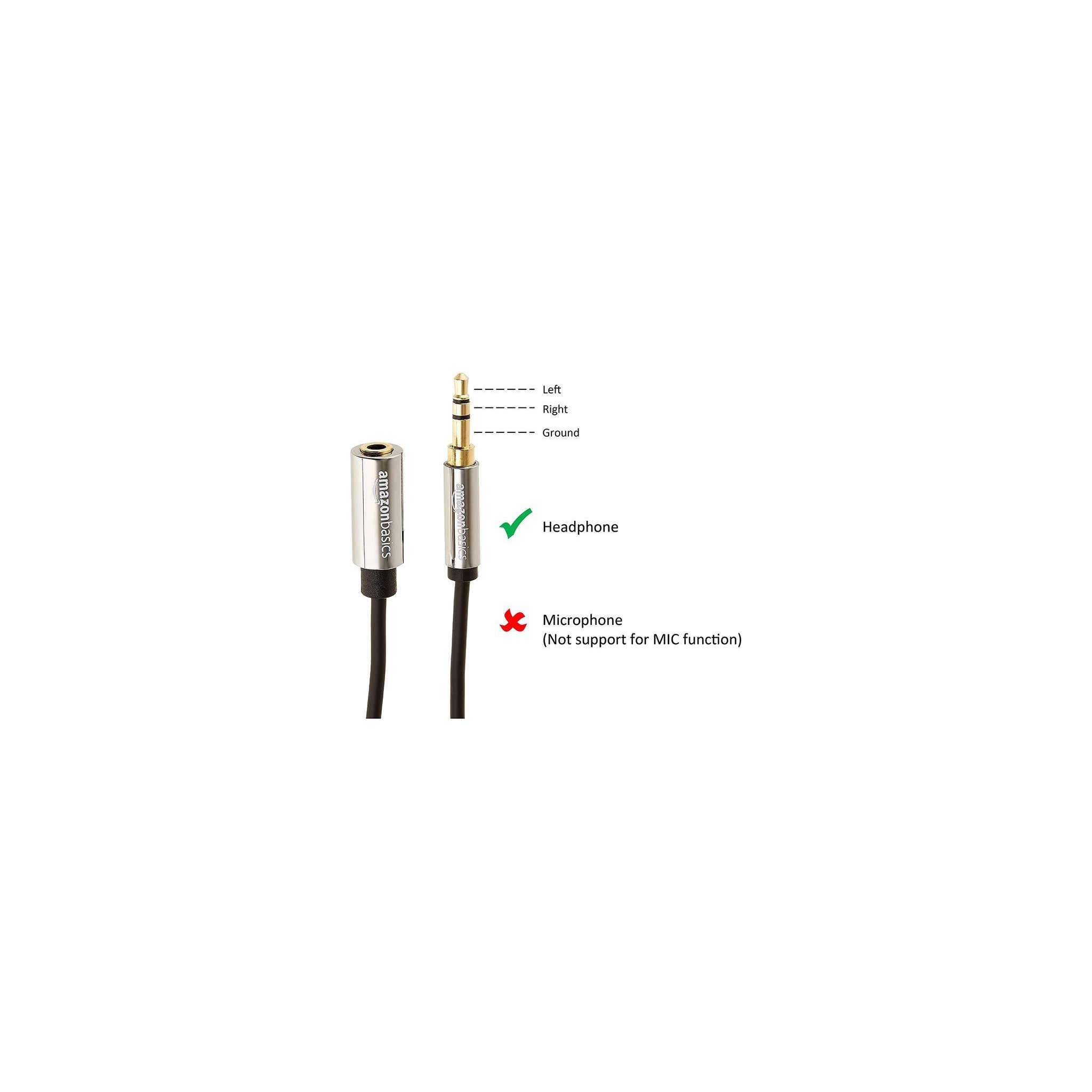 Amazon Basics 3.5mm Aux Jack Audio Extension Cable, Male to Female, Adapter for Headphone or Smartphone, 6 Foot, Black - image 2