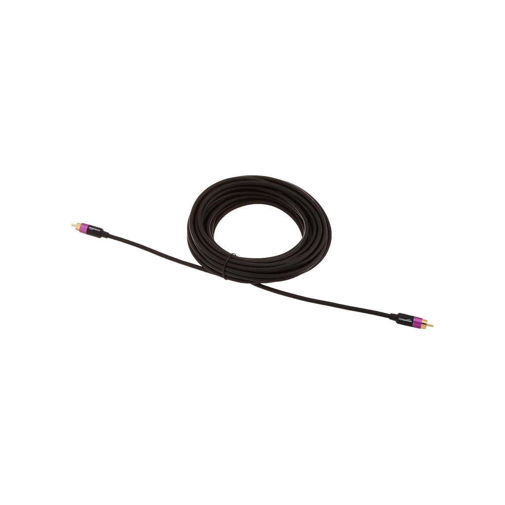 Amazon Basics 1 RCA Audio Cable for Subwoofer, Amplifiers, Active Speakers with Gold-Plated Plugs, Black, 35 feet - image 2