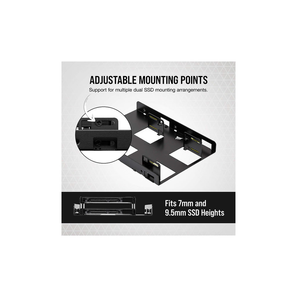 Corsair Dual SSD Mounting Bracket (3.5" Internal Drive Bay to 2.5", Easy Installation) Black - image 2