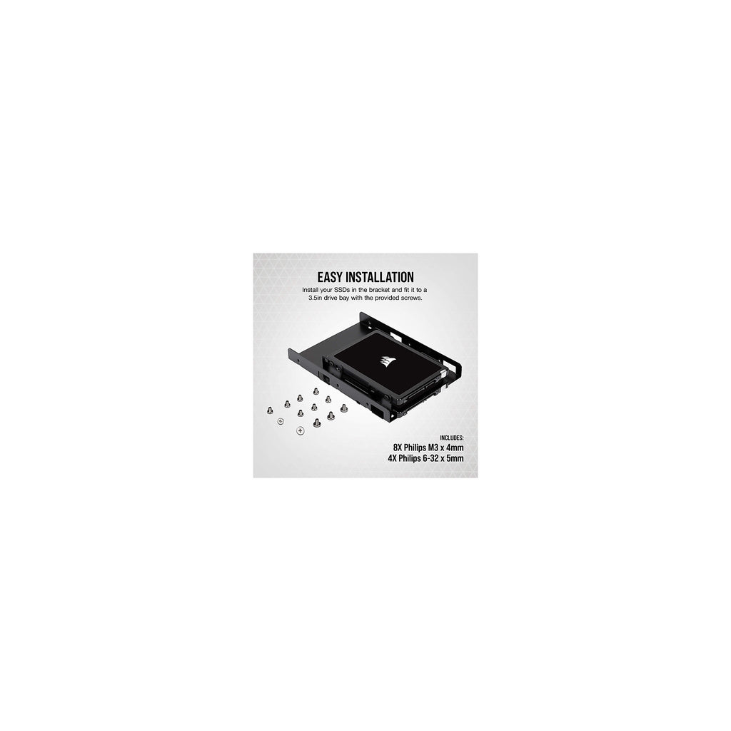 Corsair Dual SSD Mounting Bracket (3.5" Internal Drive Bay to 2.5", Easy Installation) Black - image 3