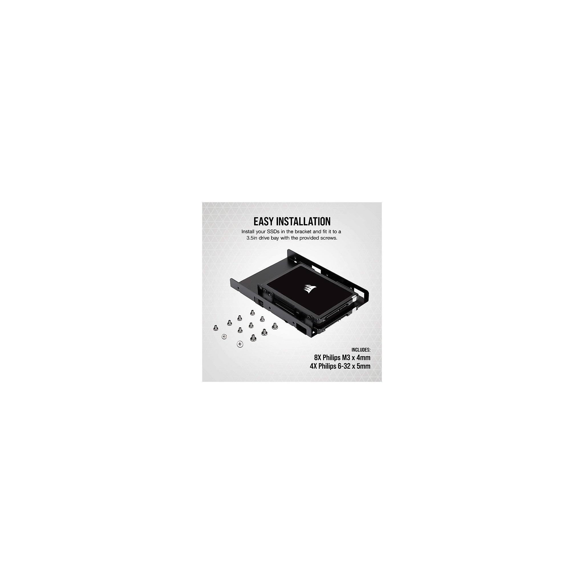 Corsair Dual SSD Mounting Bracket (3.5" Internal Drive Bay to 2.5", Easy Installation) Black - image 3
