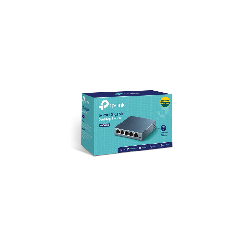 TP-Link TL-SG105, 5 Port Gigabit Unmanaged Ethernet Switch, Network Hub, Ethernet Splitter, Plug & Play, Fanless Metal Design, Shielded Ports, Traffic Optimization,Navy Blue - image 2