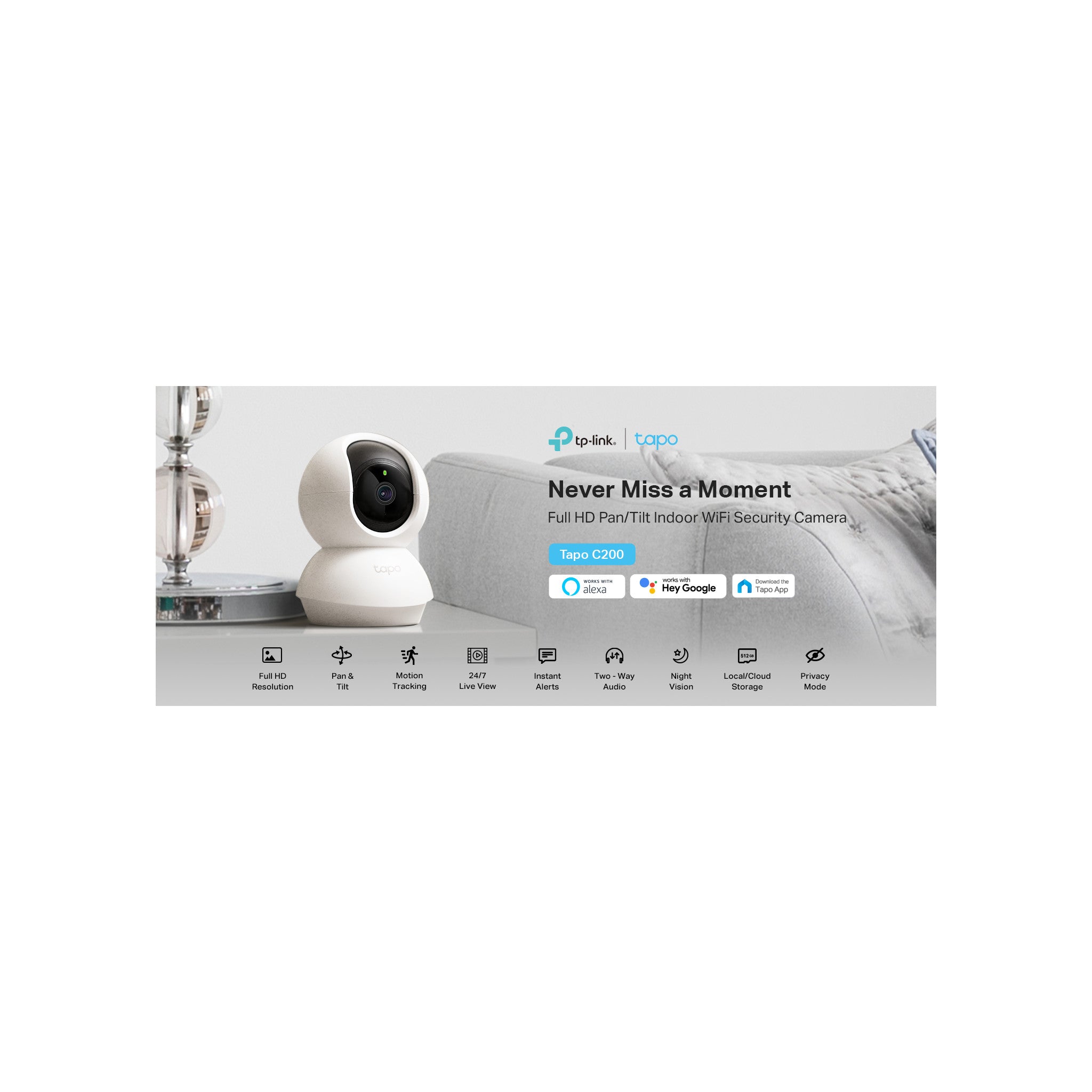 TP-Link Tapo Pan/Tilt Security Camera for Baby Monitor, Pet Camera w/Motion Detection, 1080P, 2-Way Audio, Night Vision, Cloud & SD Card Storage, Works with Alexa & Google Home (Tapo C200) - image 1