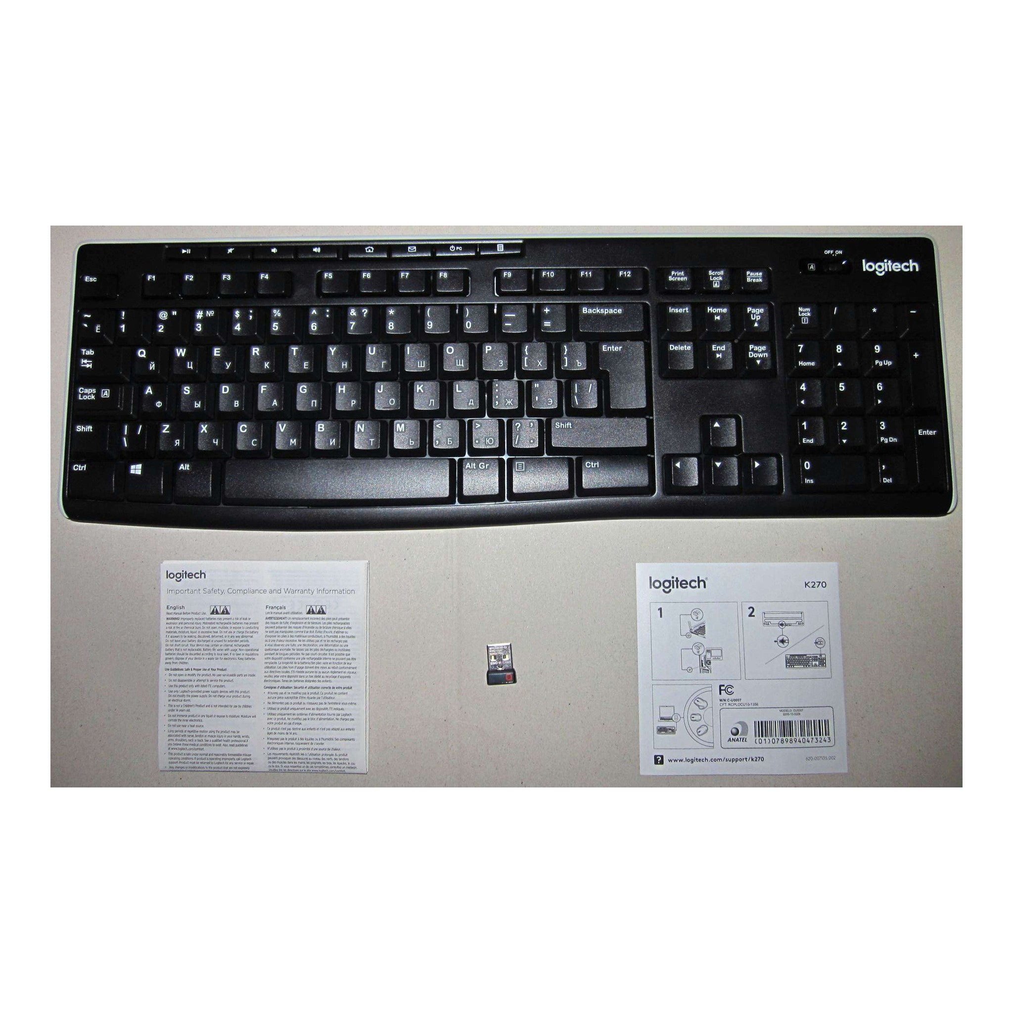 Logitech K270 Wireless Keyboard for Windows, 2.4 GHz Wireless, Full-Size, Number Pad, 8 Multimedia Keys, 2-Year Battery Life, Compatible with PC, Laptop, Black - image 2