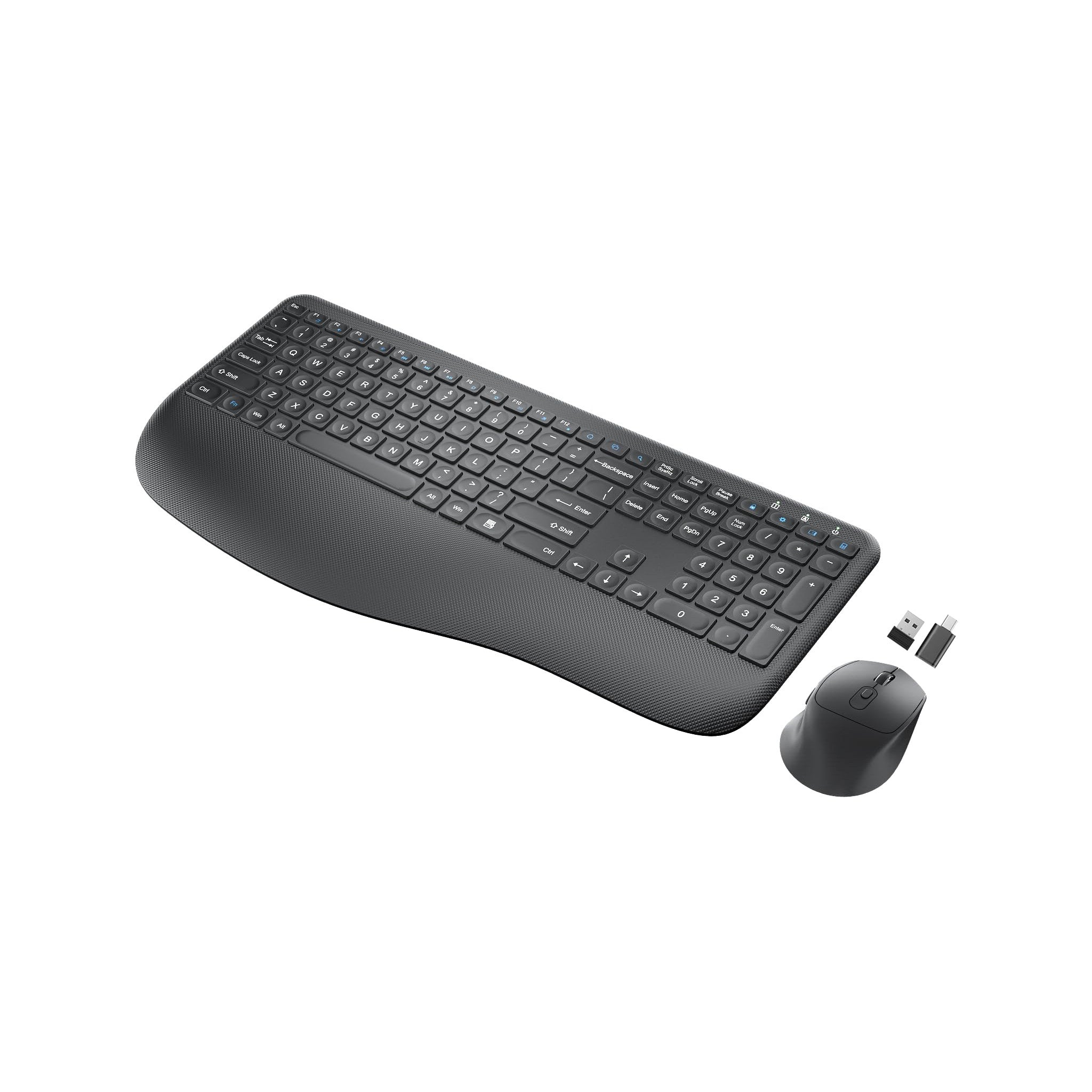 Wireless Keyboard and Mouse Combo, Full-Sized 2.4GHz Wireless Keyboard with Comfortable Palm Rest and Optical Wireless Mouse for Windows, Mac OS PC/Desktops/Computer/Laptops (Black) - image 1