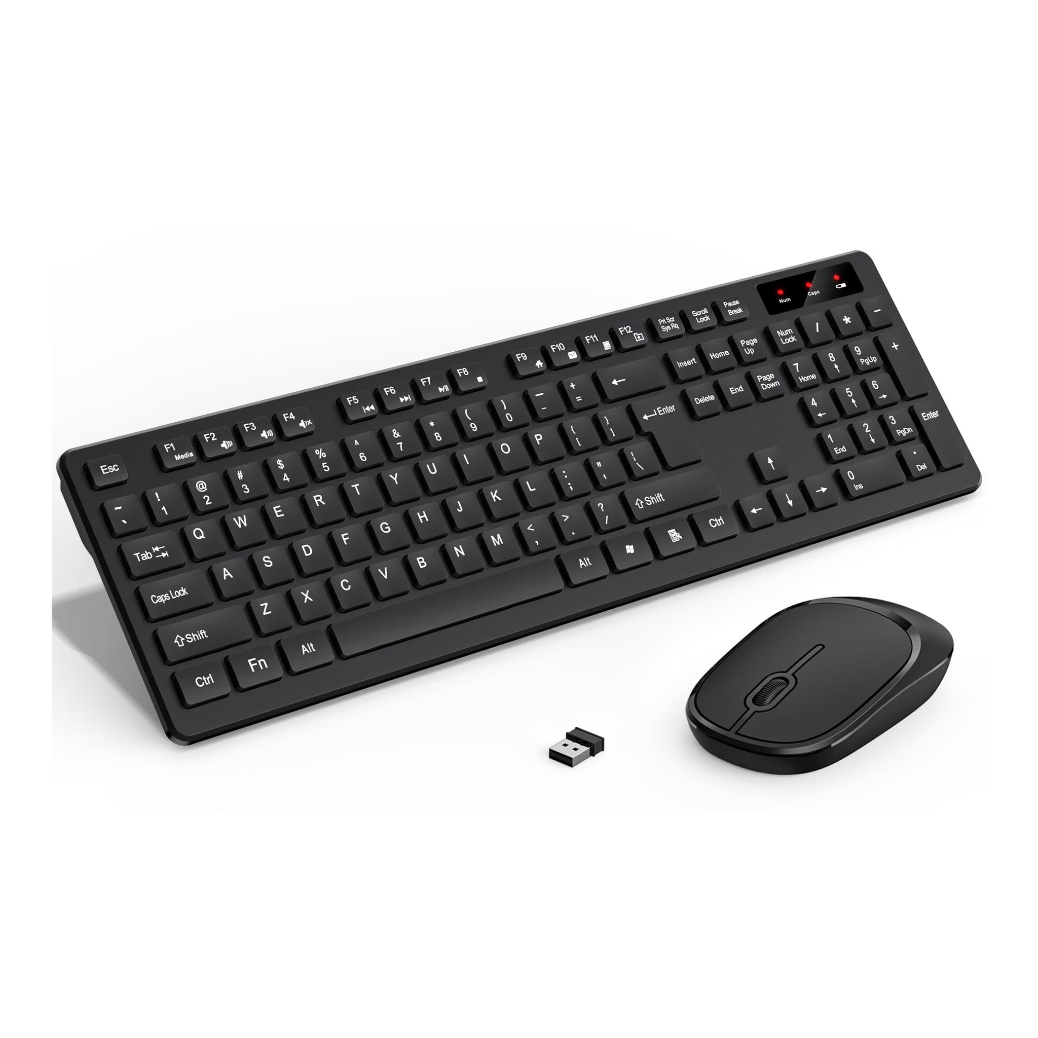 Wireless Keyboard and Mouse Combo, Full-Sized 2.4GHz Wireless Keyboard with Comfortable Palm Rest and Optical Wireless Mouse for Windows, Mac OS PC/Desktops/Computer/Laptops (Black) - image 2