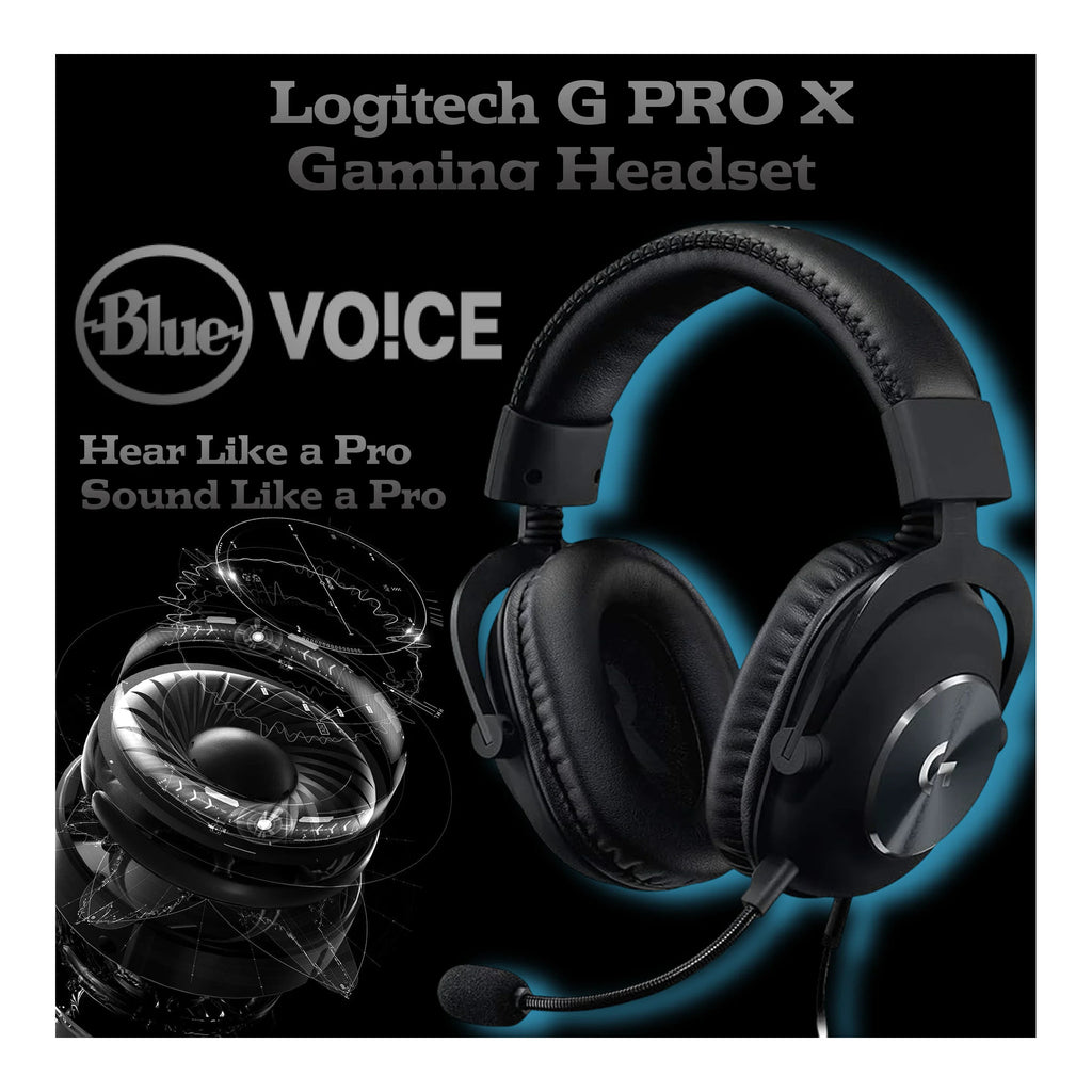 Logitech G Pro X Wired Gaming Headset: Blue VO!CE Detachable Boom Mic, DTS 7.1, 50 mm Drivers, USB/3.5mm Aux, Spare Memory Foam Ear Pads, USB DAC & Bag Included - Black - image 1