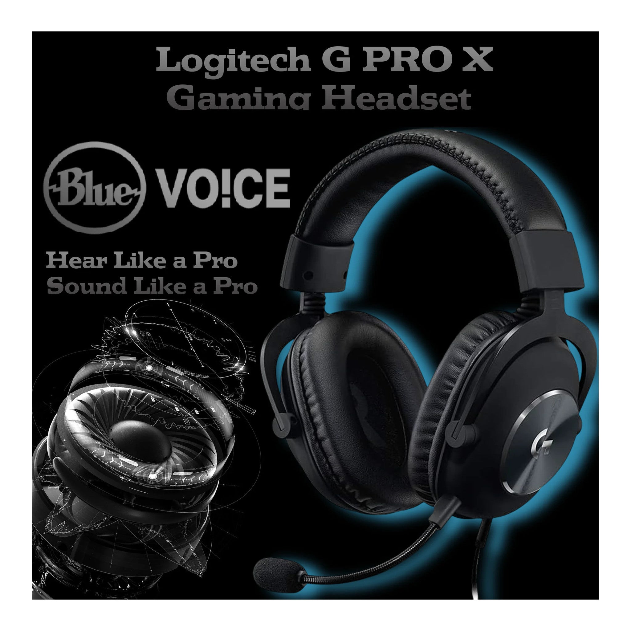 Logitech G Pro X Wired Gaming Headset: Blue VO!CE Detachable Boom Mic, DTS 7.1, 50 mm Drivers, USB/3.5mm Aux, Spare Memory Foam Ear Pads, USB DAC & Bag Included - Black - image 1