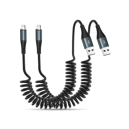 Amazon Basics 12W / 2.4A Car Charger with Coiled Lightning Cable for iPhone/iPad, MFi Certified Black - image 2
