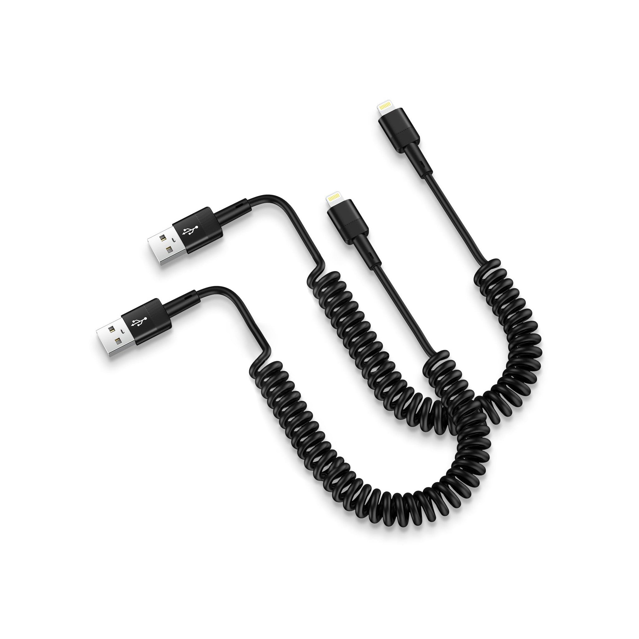 Amazon Basics 12W / 2.4A Car Charger with Coiled Lightning Cable for iPhone/iPad, MFi Certified Black - image 3