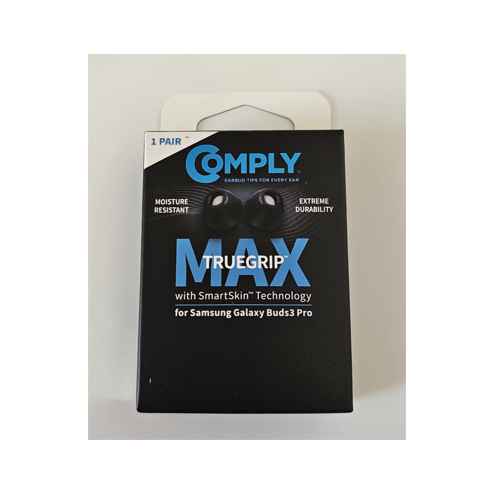 TrueGrip Pro Premium Ear Tips (Back)Rear view of COMPLY premium memory foam ear tips package showing included 3 pairs and product information. - image 2