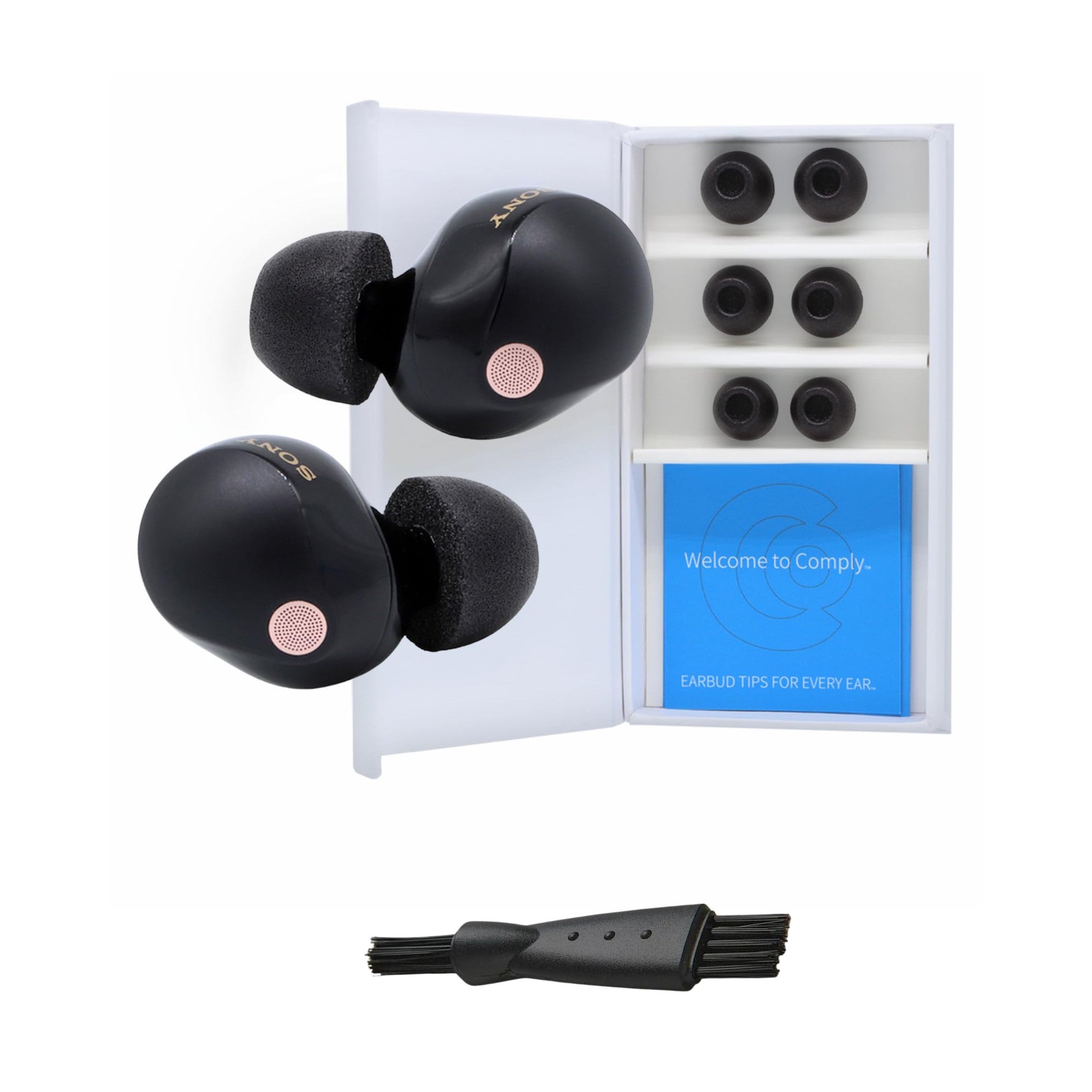 TrueGrip Pro Premium Ear Tips (Back)Rear view of COMPLY premium memory foam ear tips package showing included 3 pairs and product information. - image 3
