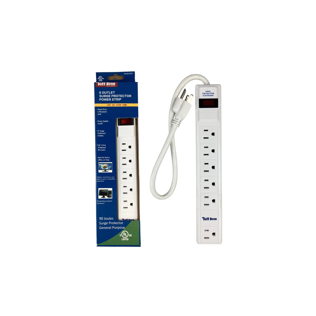 Six-outlet surge protector/power strip with reset switch, black - image 2